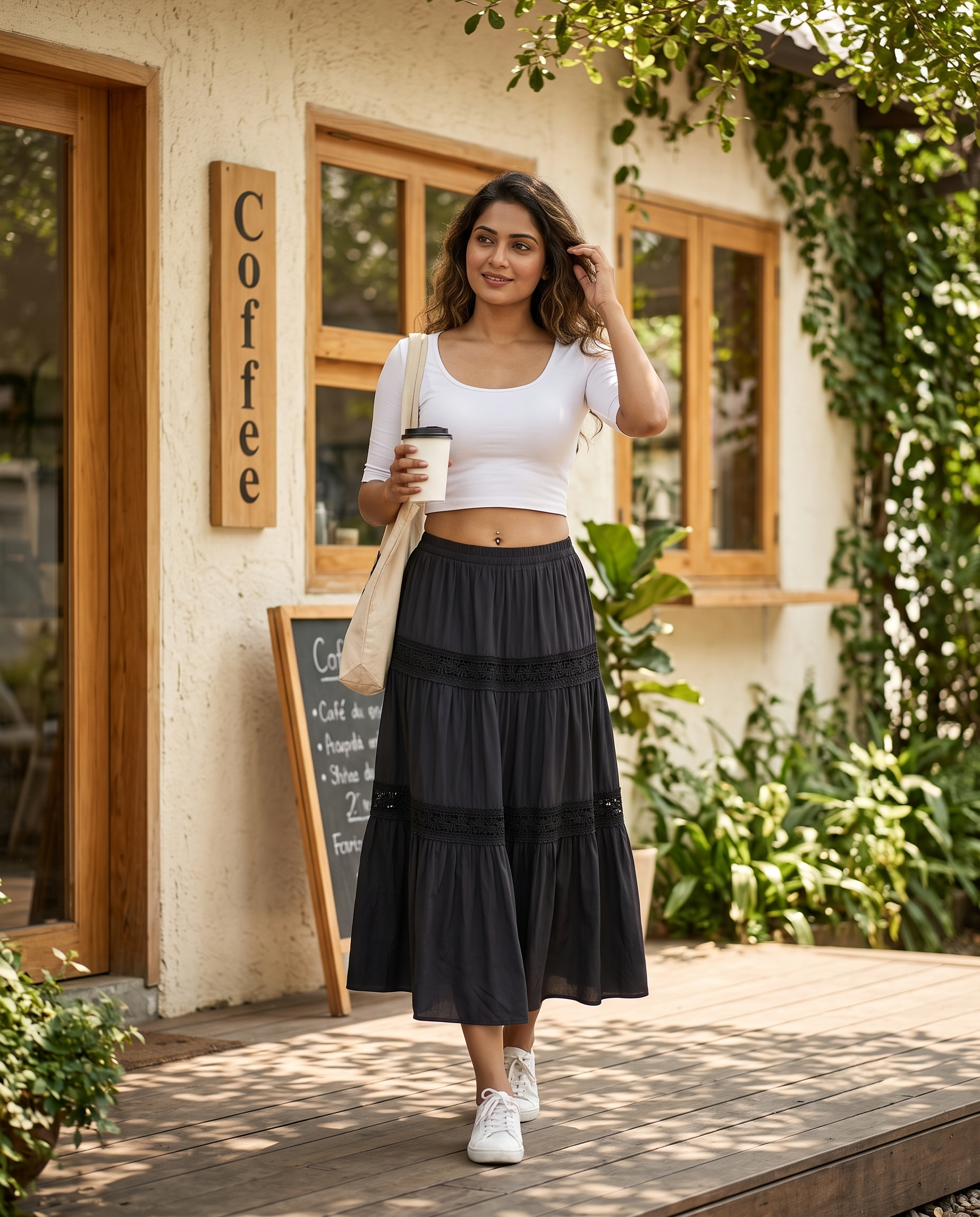 Noir Tiered Grace Skirt - Classic Black