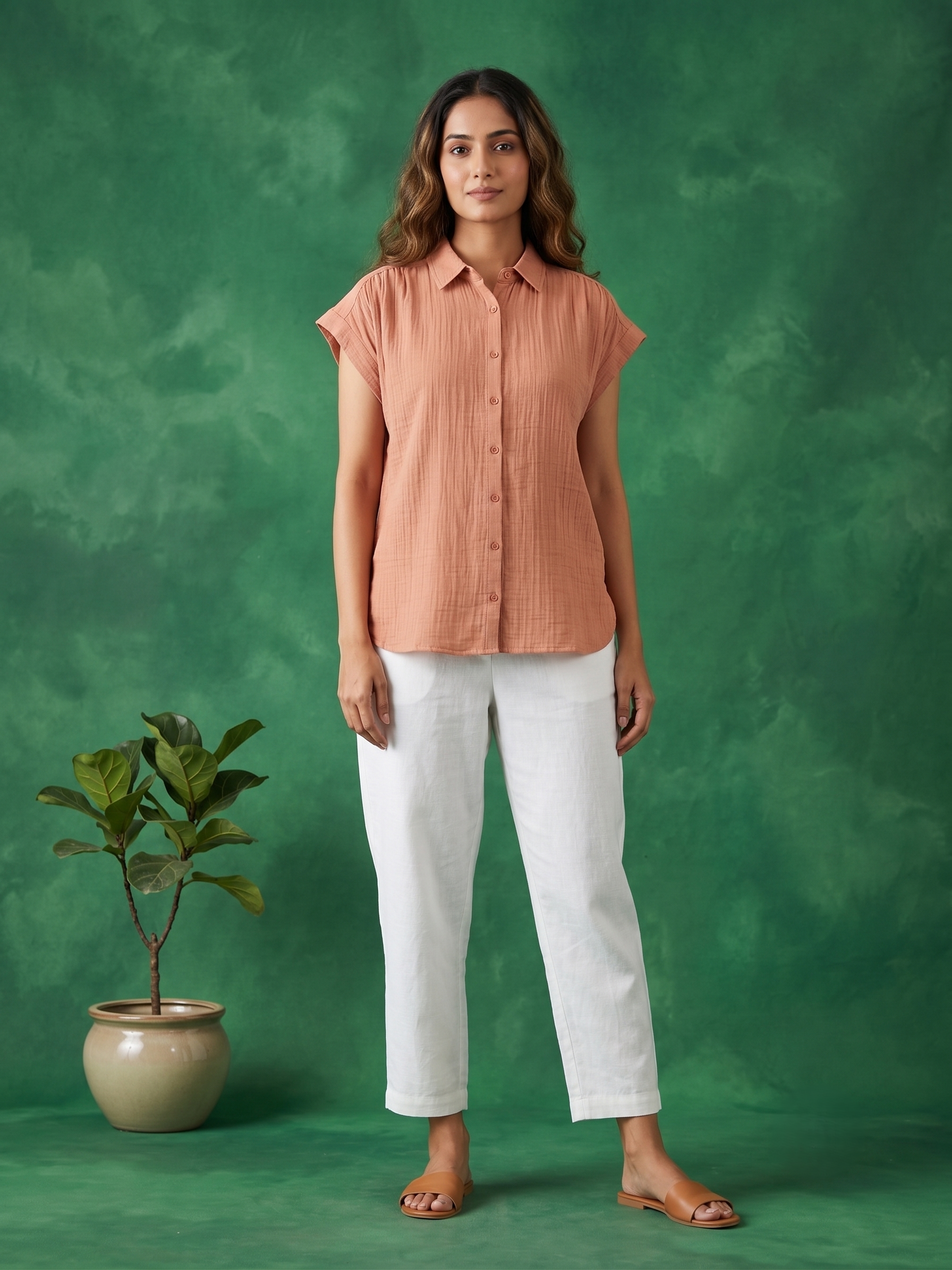 DUSTY PINK DOUBLE GAUZE COTTON TOP