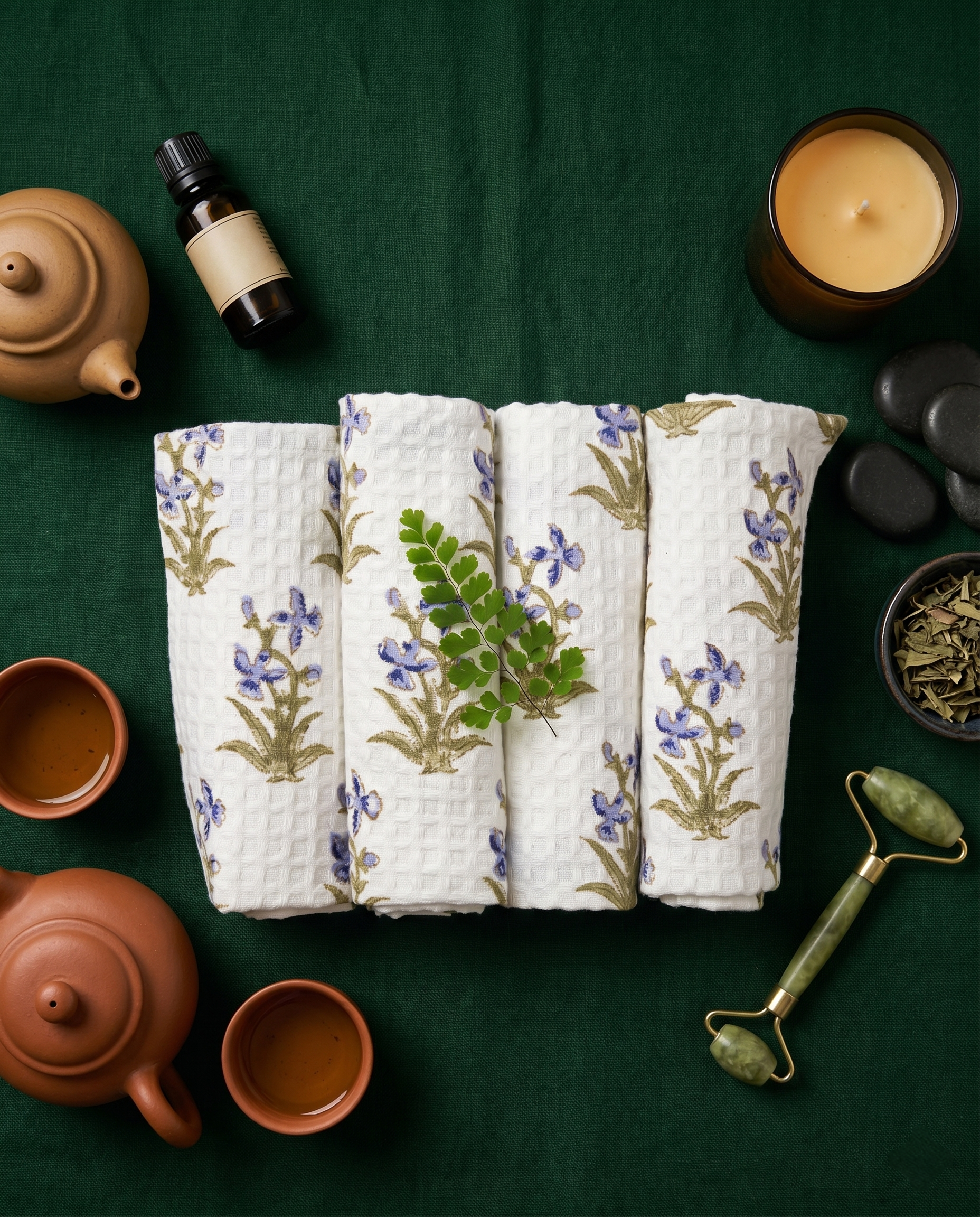 BOTANICAL PRINT FACE TOWEL (HANDBLOCK)