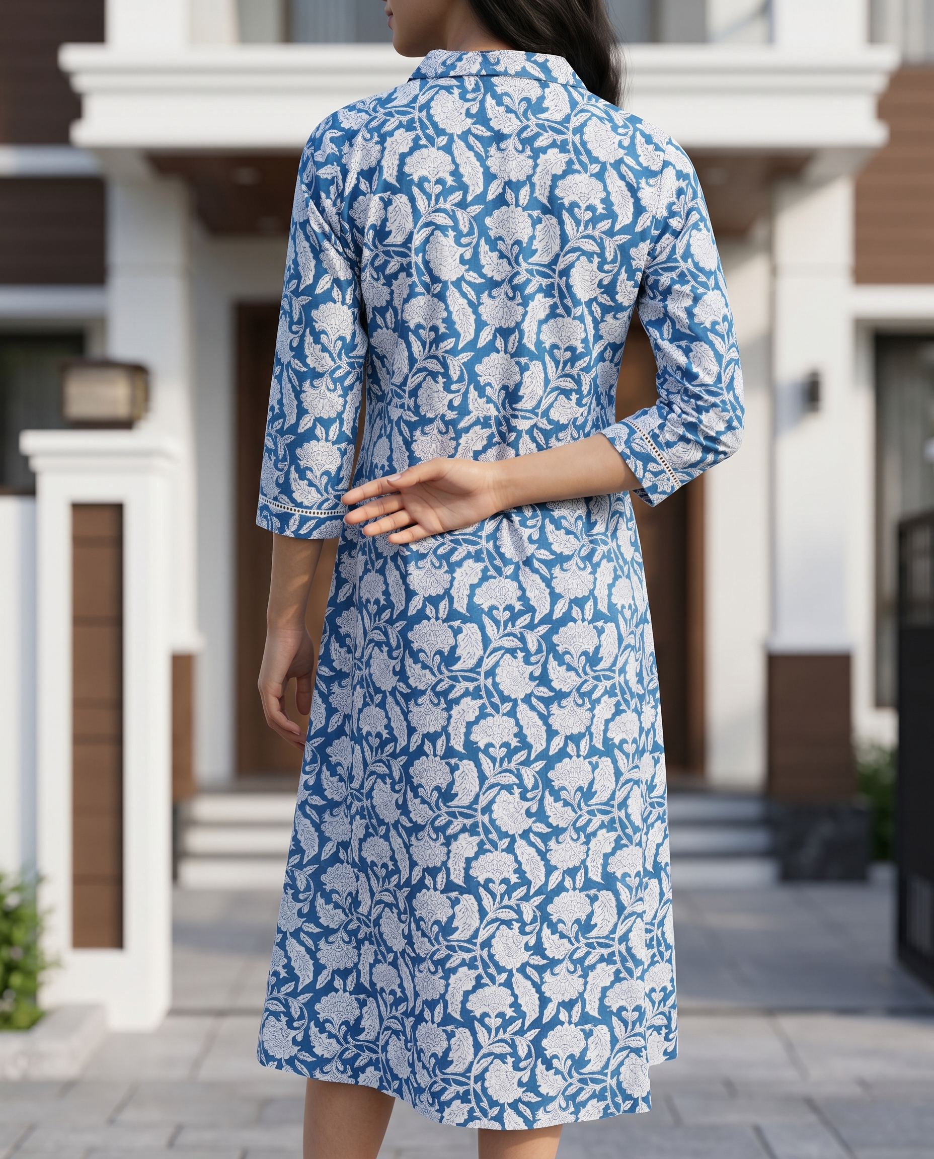 THE AURA FLORAL DRESS (HANDBLOCK)