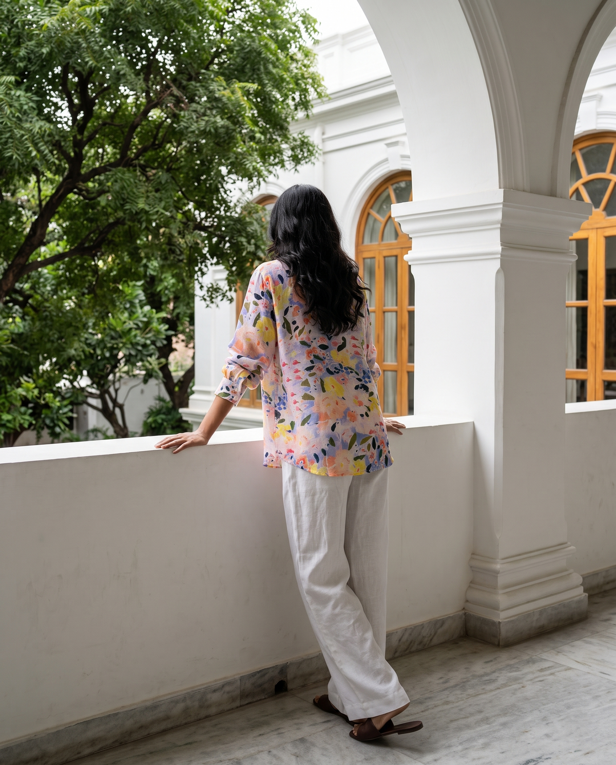 Bamboo Silk 150 GM Pastel Watercolour Bloom Shirt