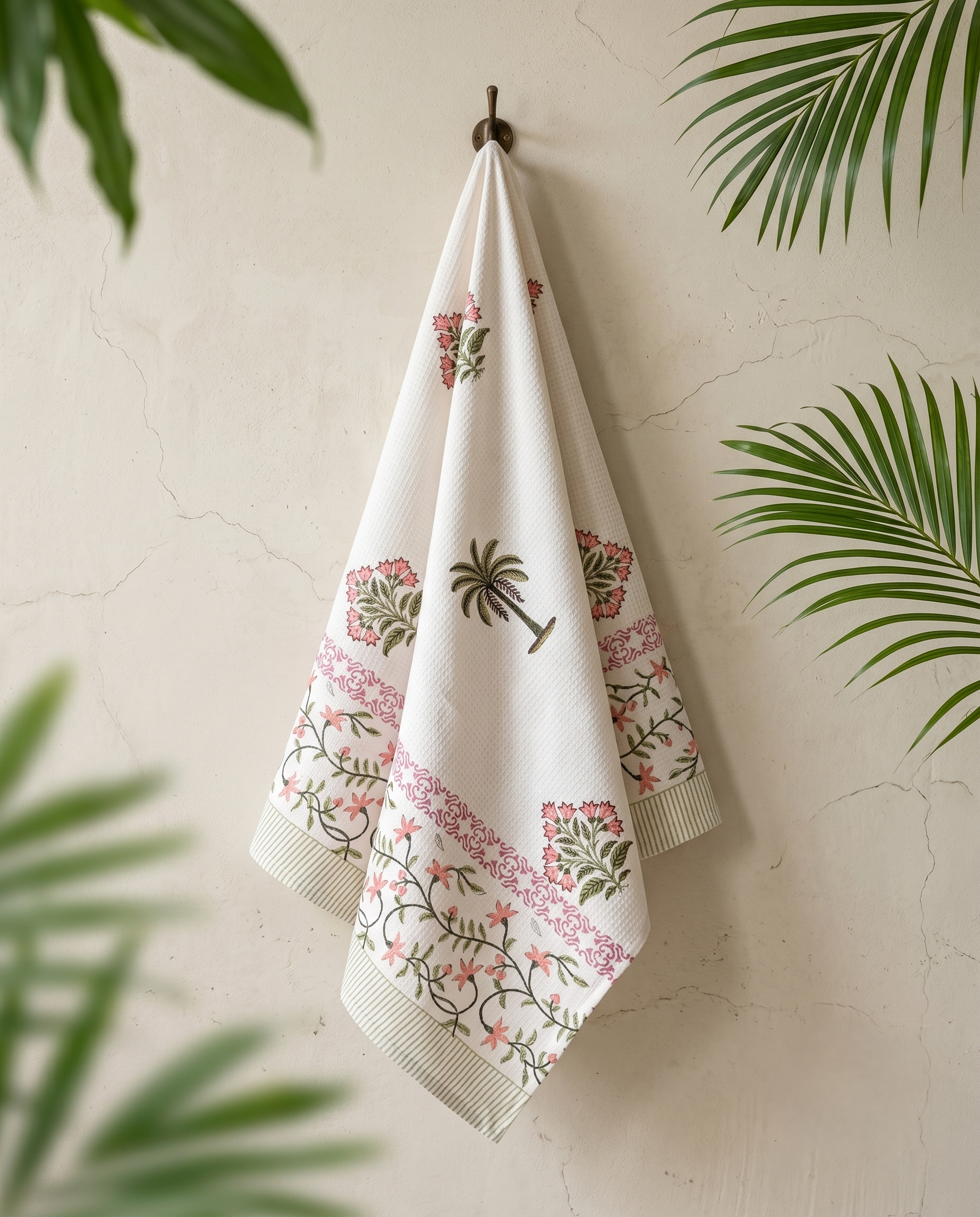 BLUSH BLOOM  PREMIUM WAFFLE TOWEL (HANDBLOCK)