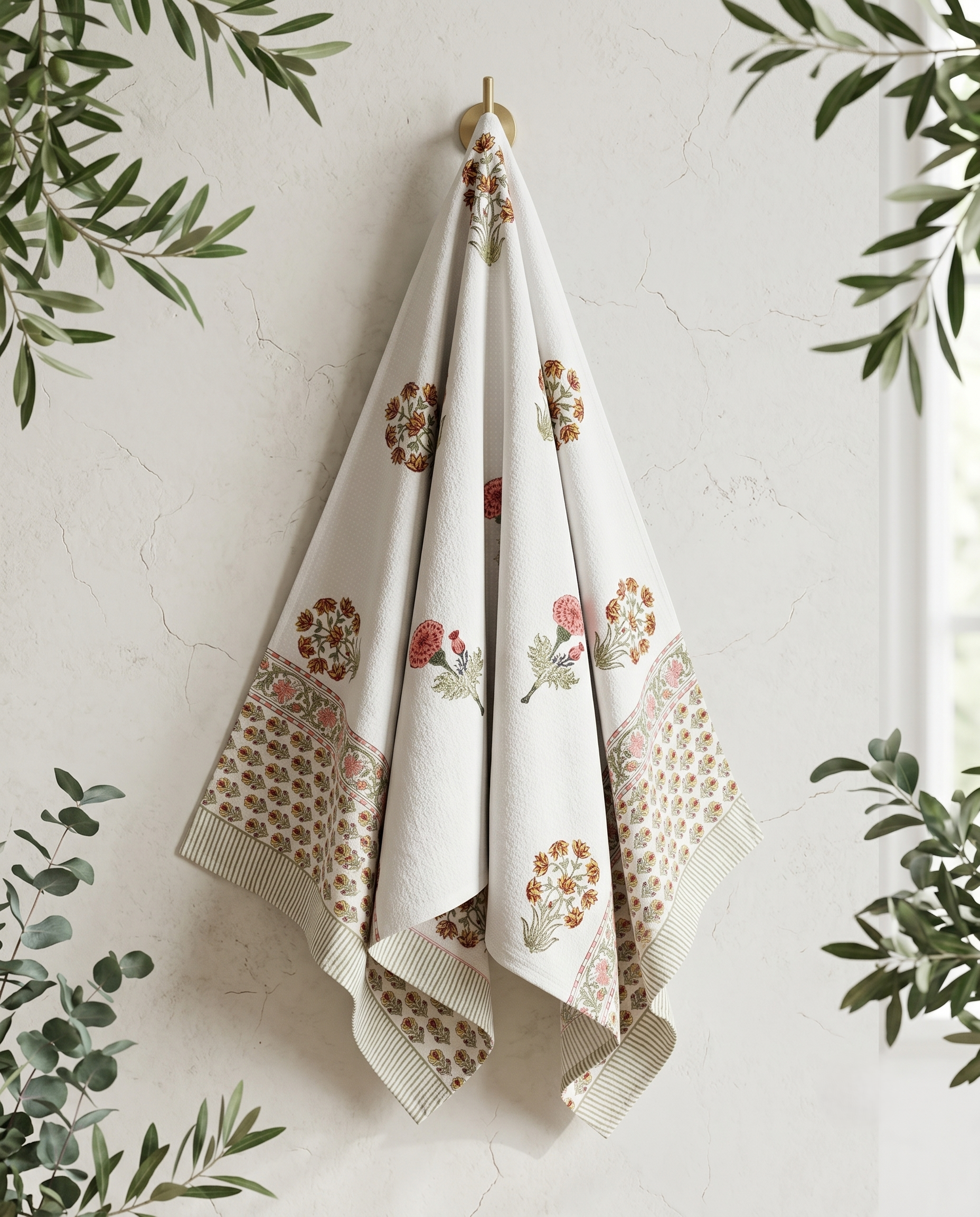 CORAL BLOSSOM PREMIUM WAFFLE TOWEL (HANDBLOCK)