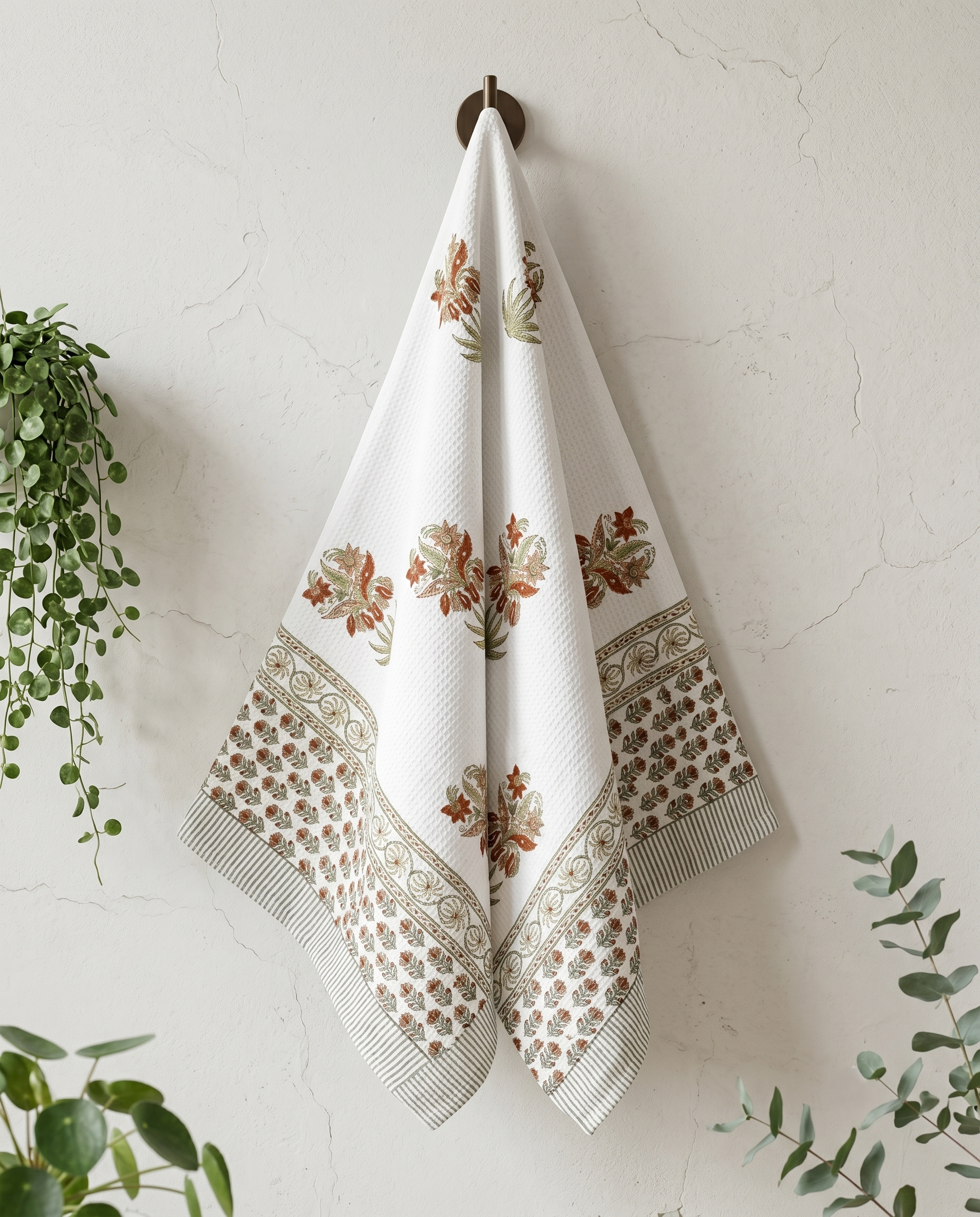 AUTUMN FERN PREMIUM WAFFLE TOWEL (HANDBLOCK)