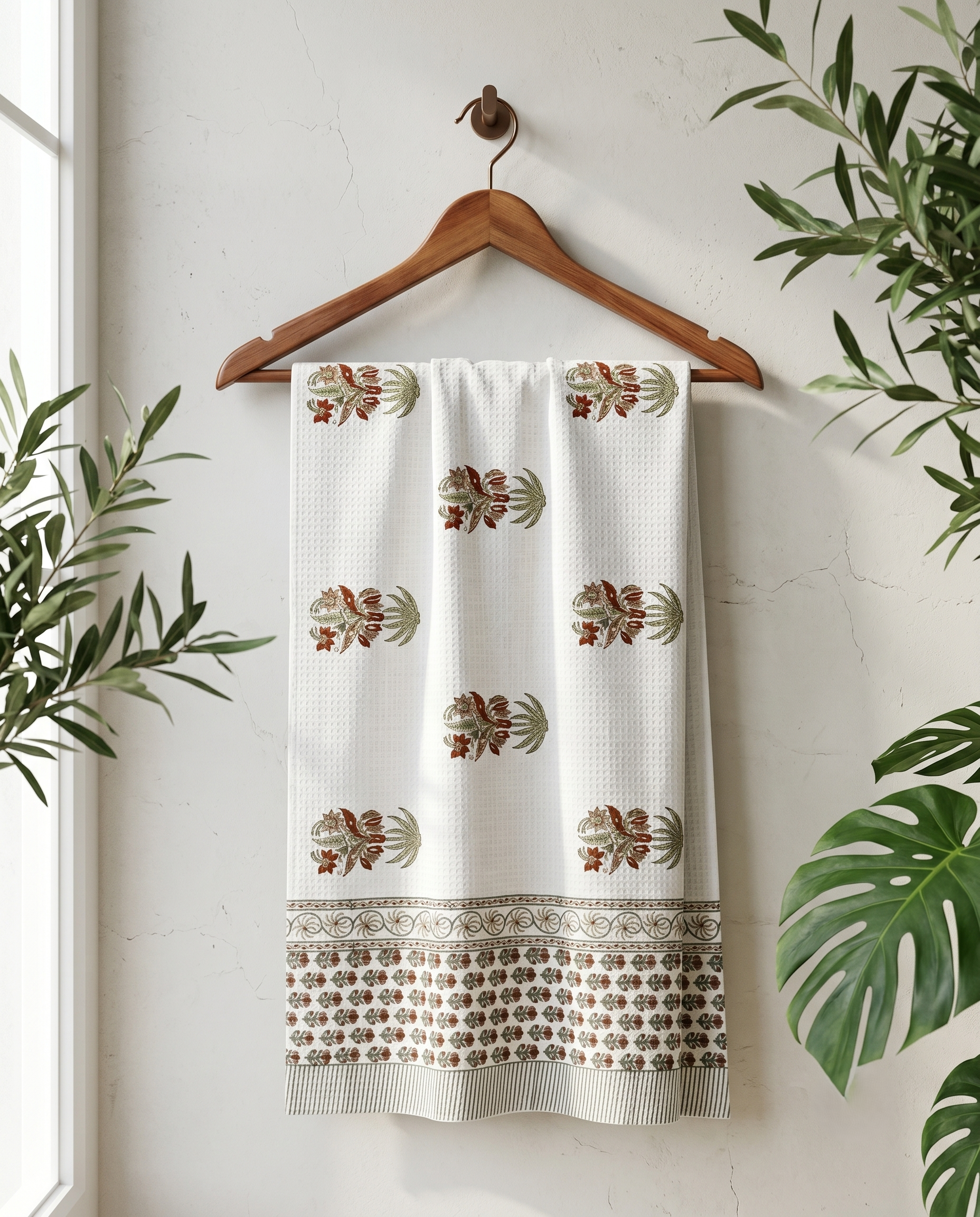 AUTUMN FERN PREMIUM WAFFLE TOWEL (HANDBLOCK)