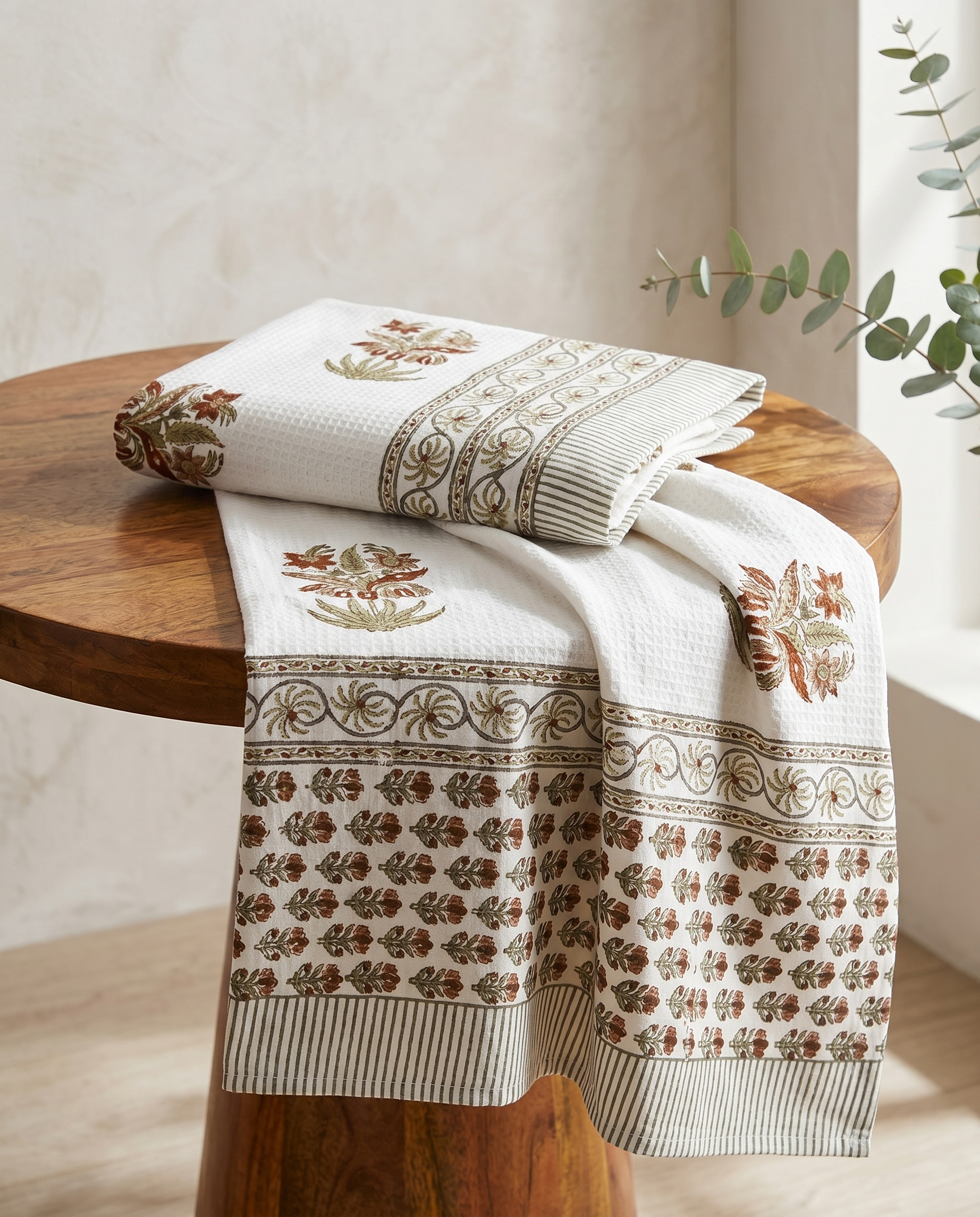AUTUMN FERN PREMIUM WAFFLE TOWEL (HANDBLOCK)