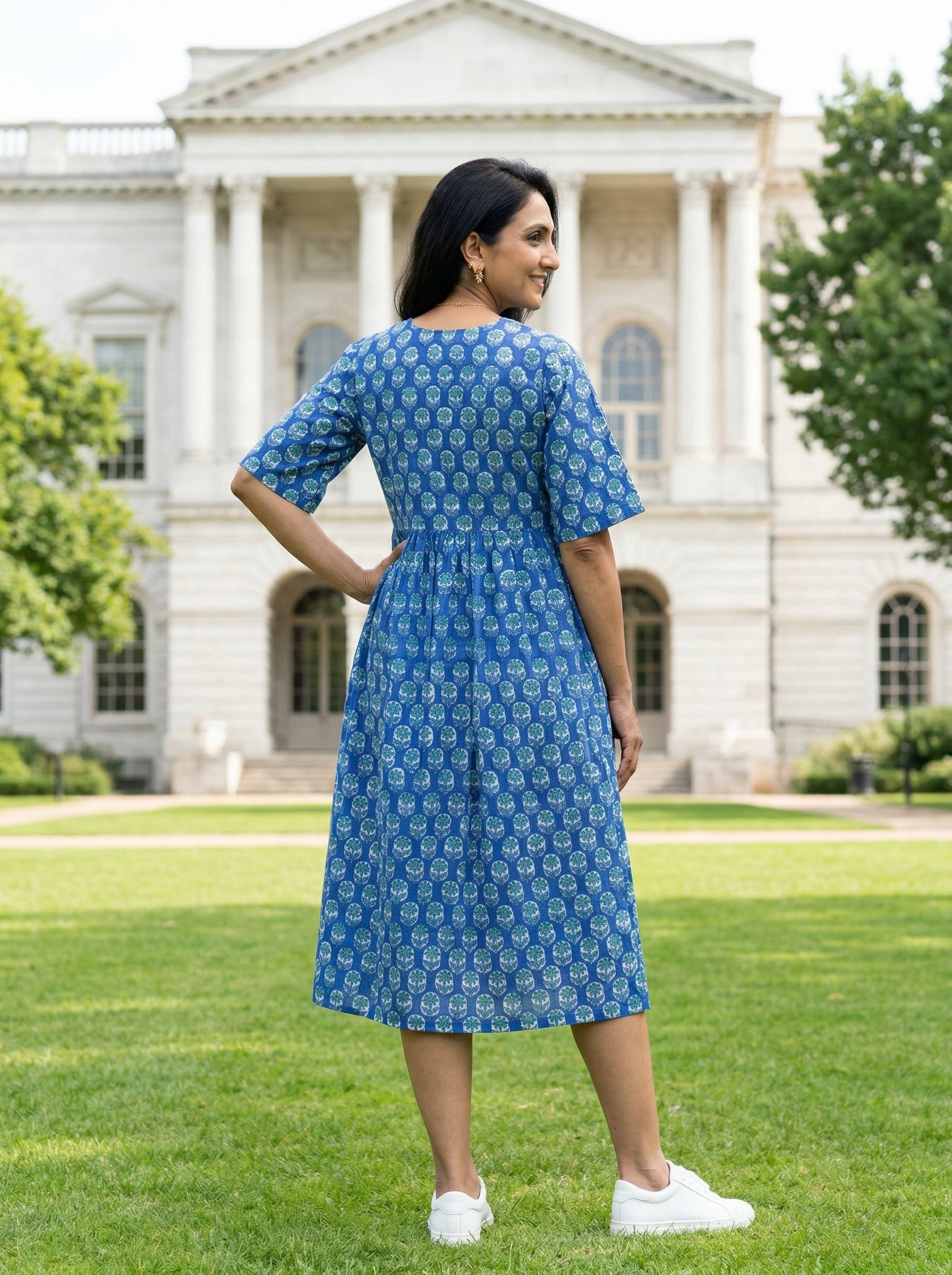 JHABLA DRESS BLUE COTTON DRESS