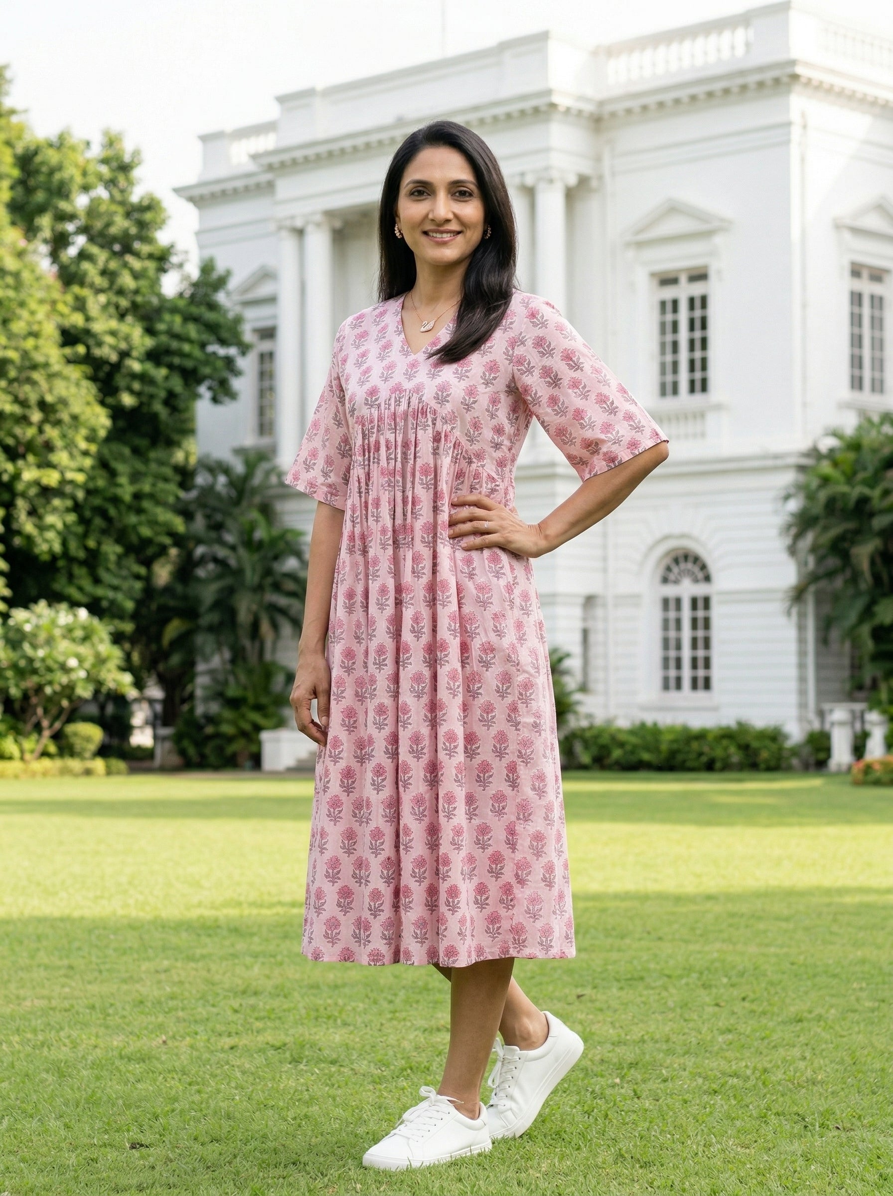 JHABLA DRESS PEACH COTTON DRESS