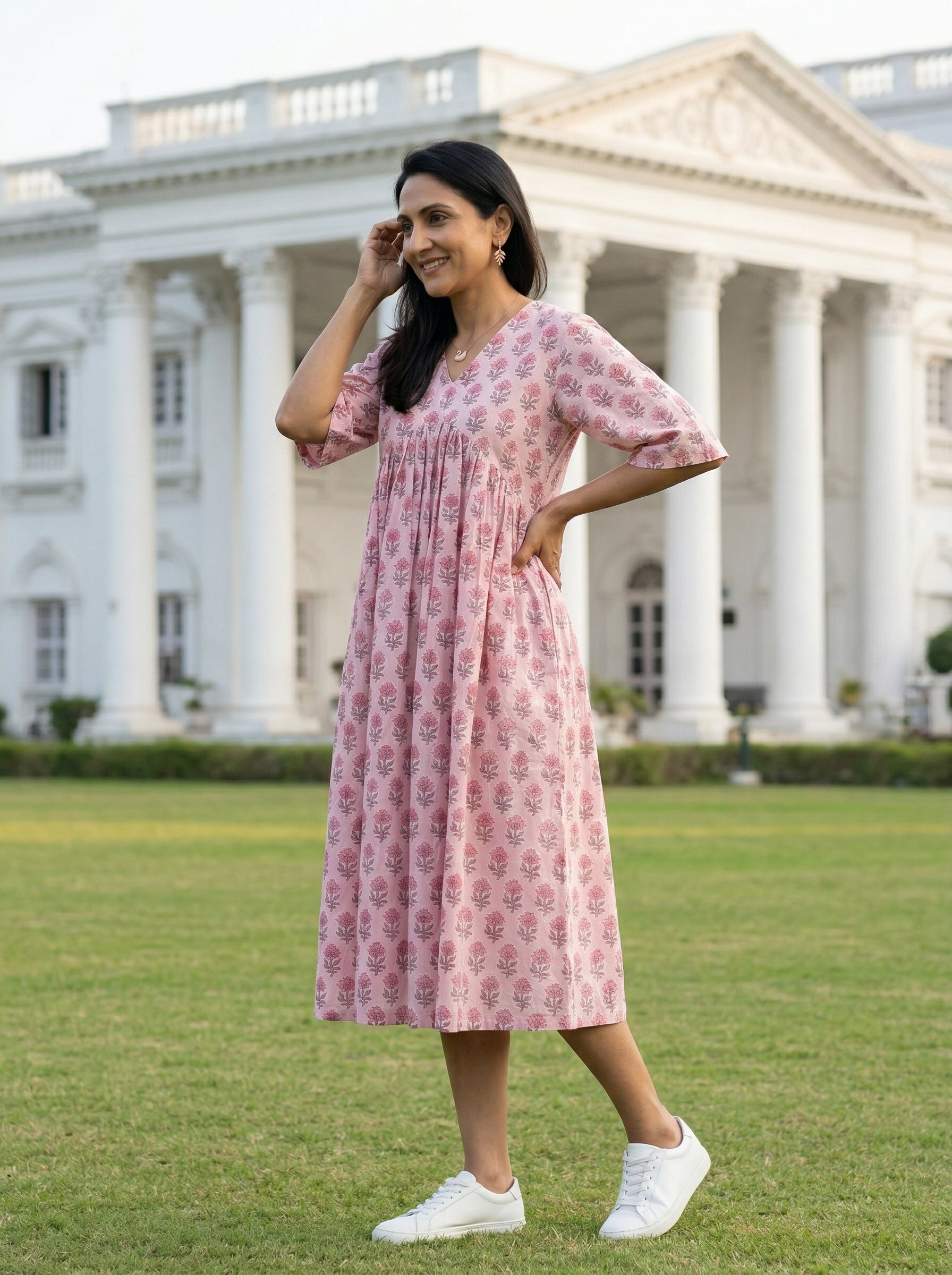 JHABLA DRESS PEACH COTTON DRESS