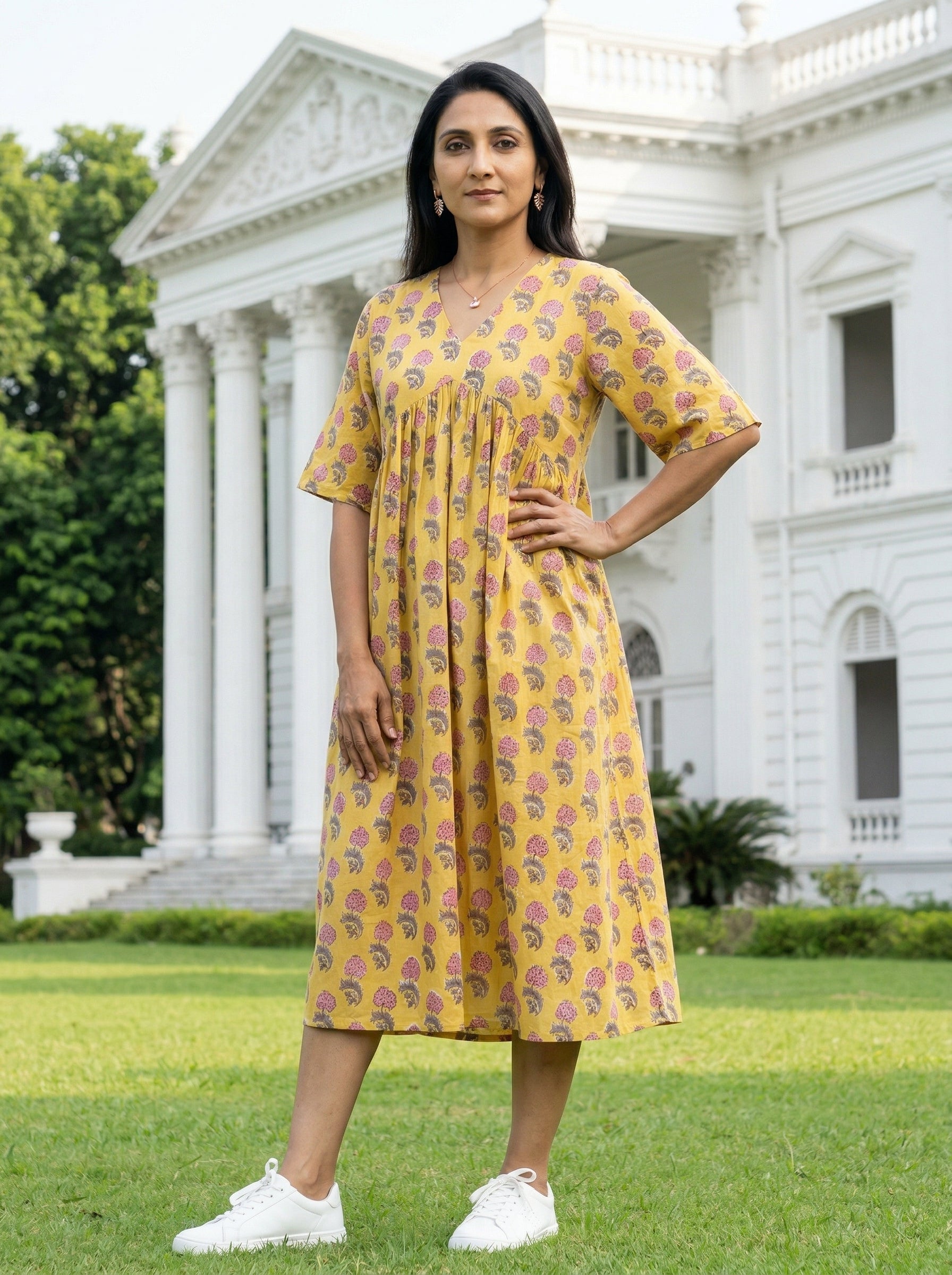 JHABLA DRESS YELLOW COTTON DRESS