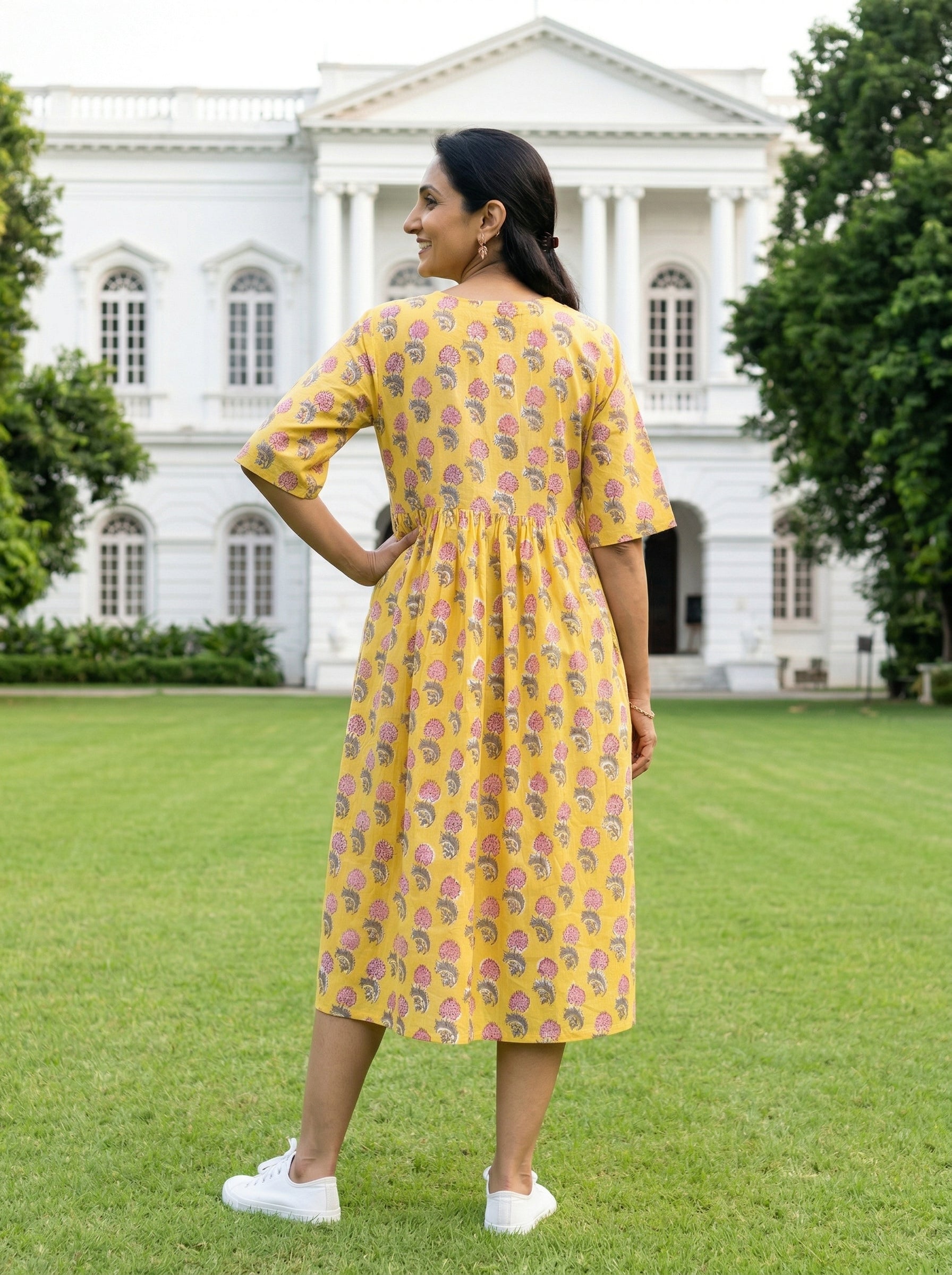 JHABLA DRESS YELLOW COTTON DRESS