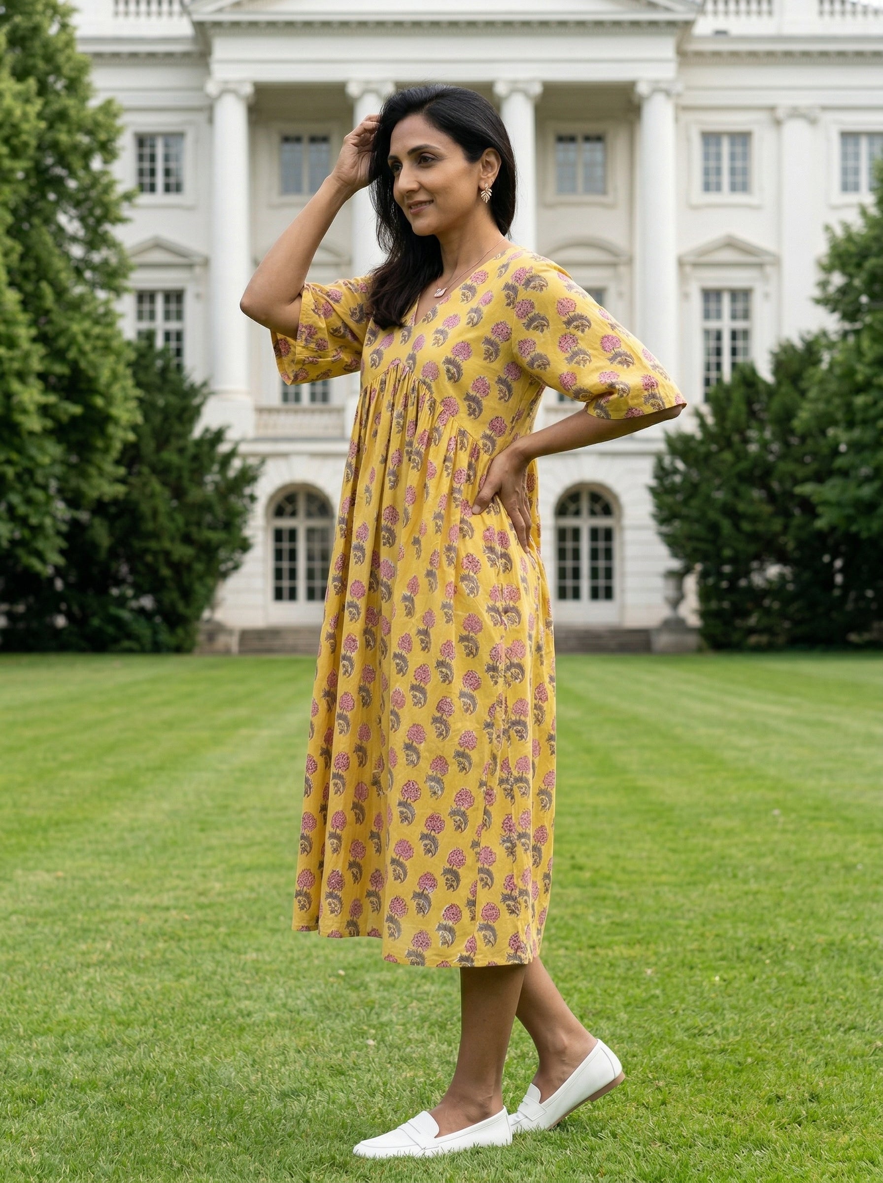 JHABLA DRESS YELLOW COTTON DRESS