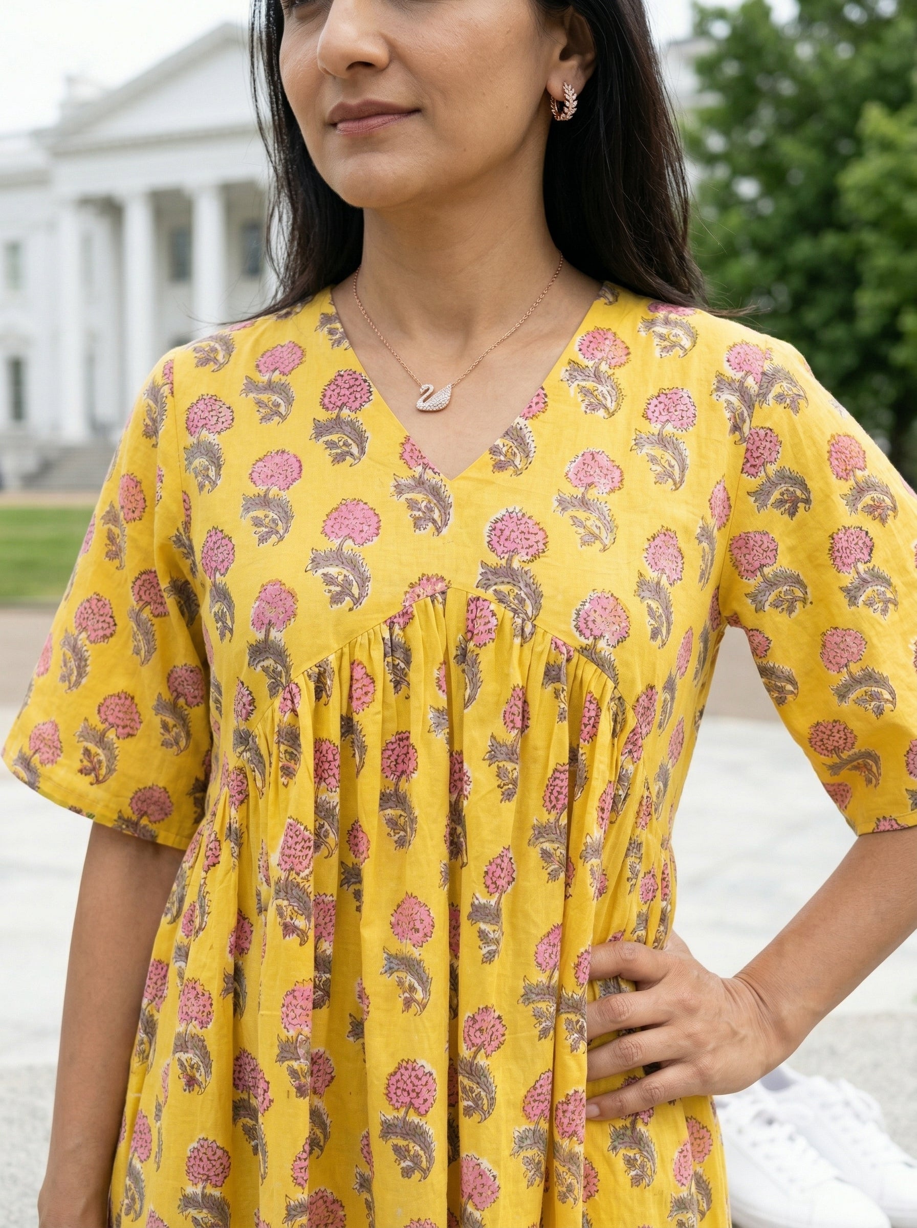 JHABLA DRESS YELLOW COTTON DRESS