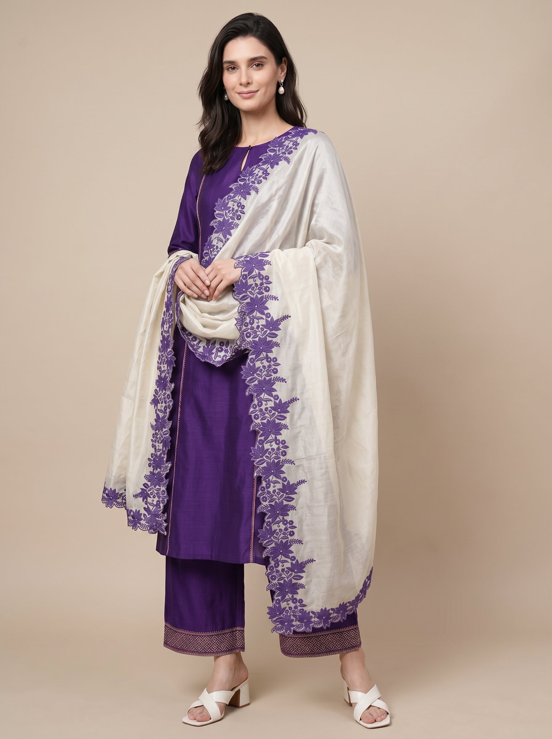 FLORAL EMBROIDEY TISSUE SILK DUPATTA