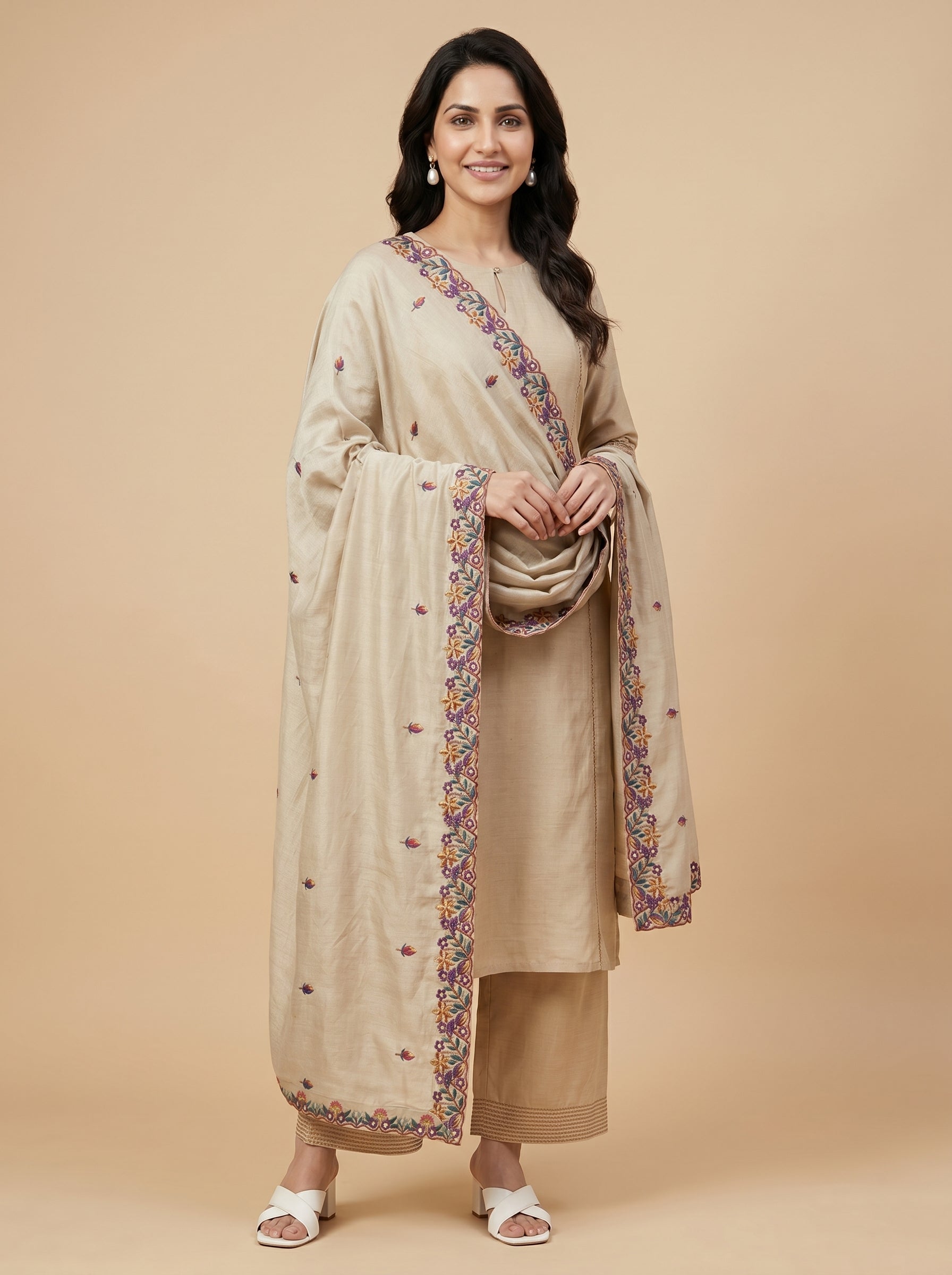 MULTICOLOR BLOSSOM TRAIL TISSUE SILK DUPATTA