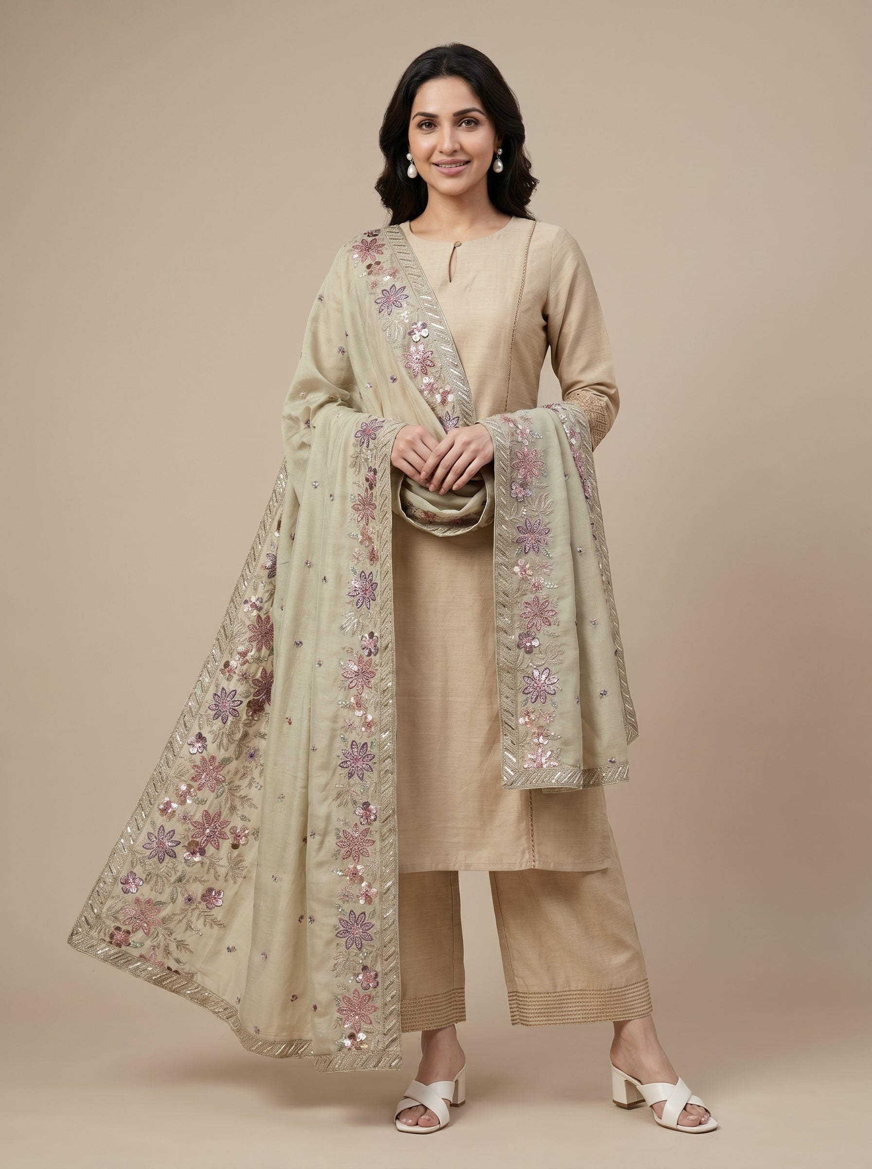 GILDED BLOSSOM TISSUE SILK DUPATTA