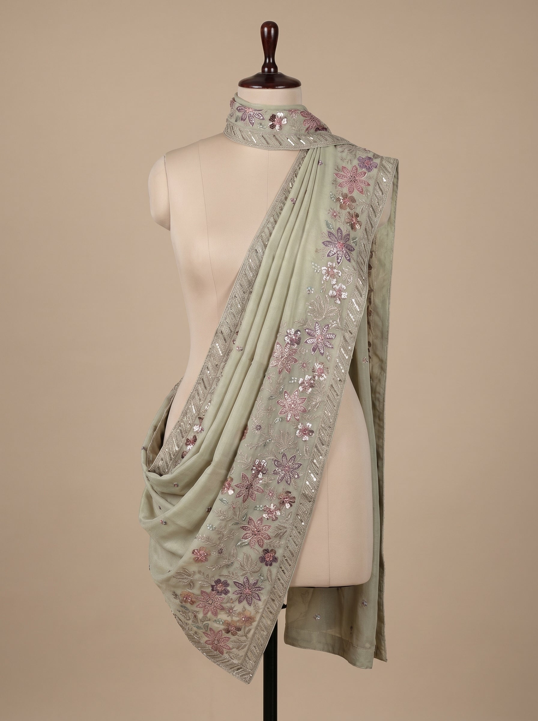 GILDED BLOSSOM TISSUE SILK DUPATTA