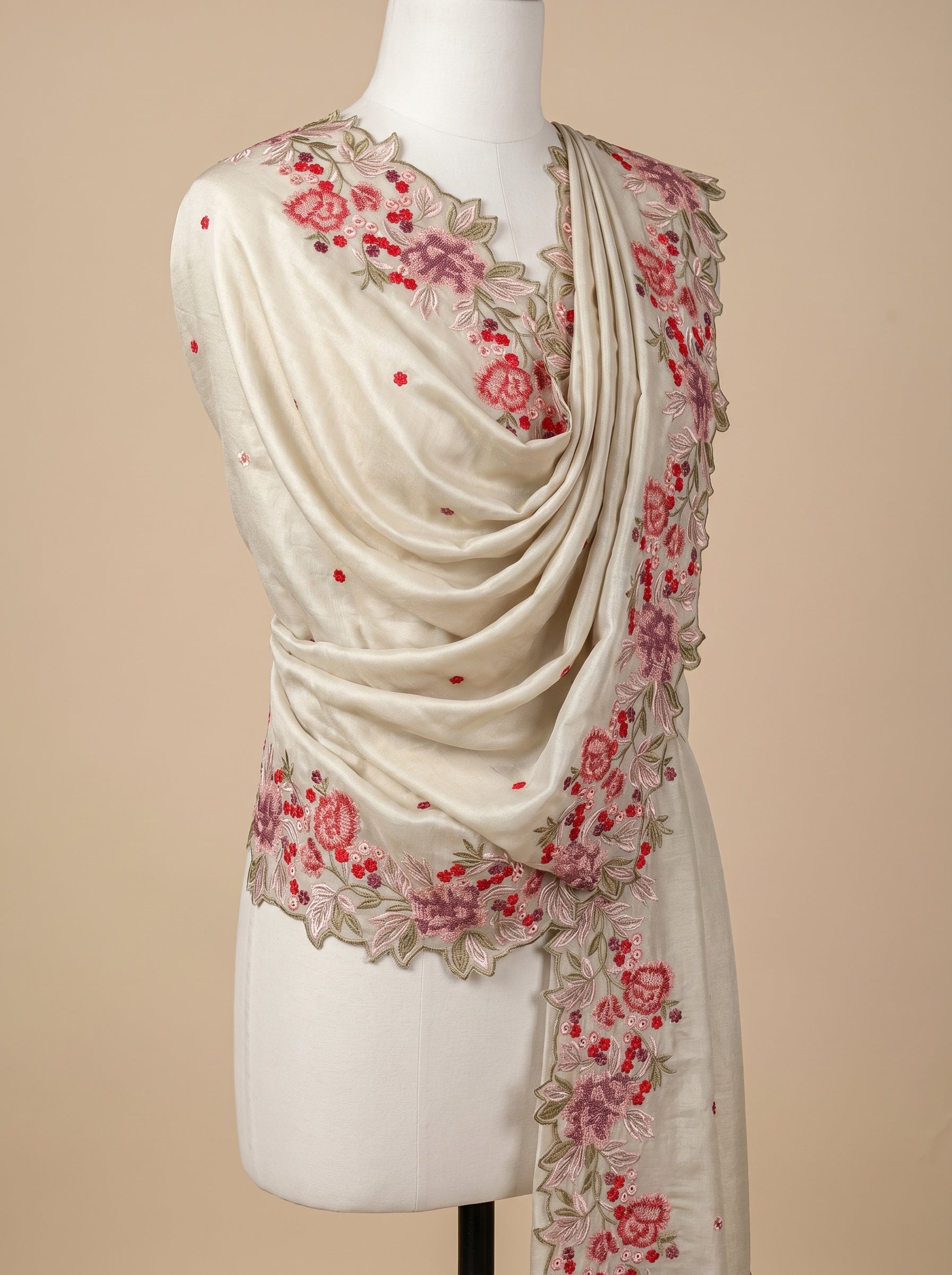 Embroidered Botanical Tissue Silk Dupatta