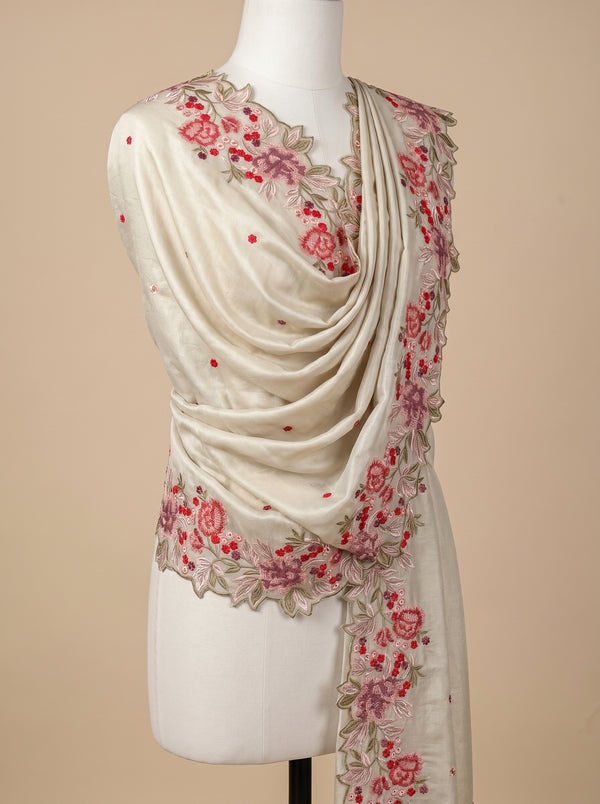 Embroidered Botanical Tissue Silk Dupatta - 2.5 Meter