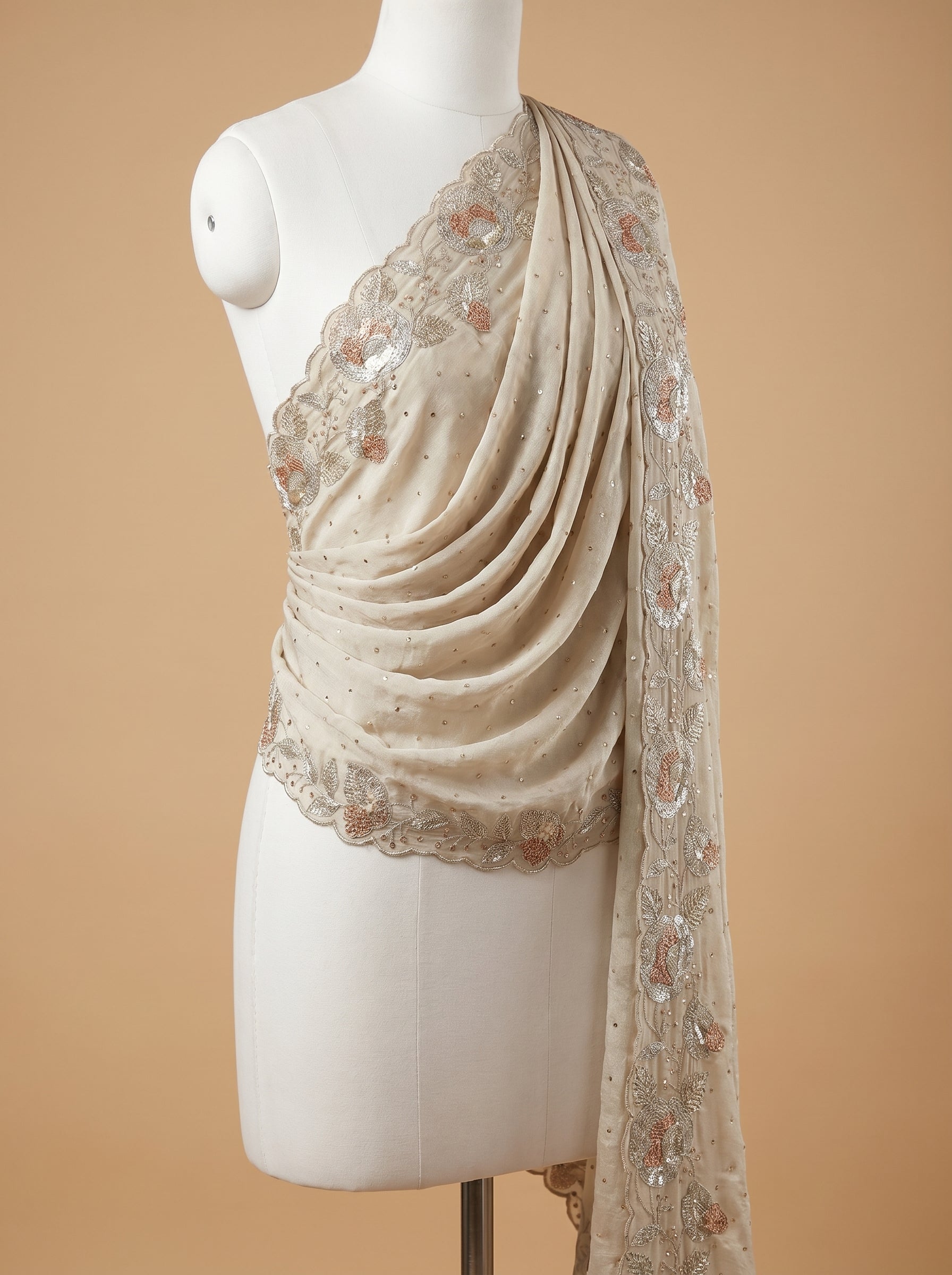SHIMMERING BOTANICAL ELEGANCE TISSUE SILK DUPATTA