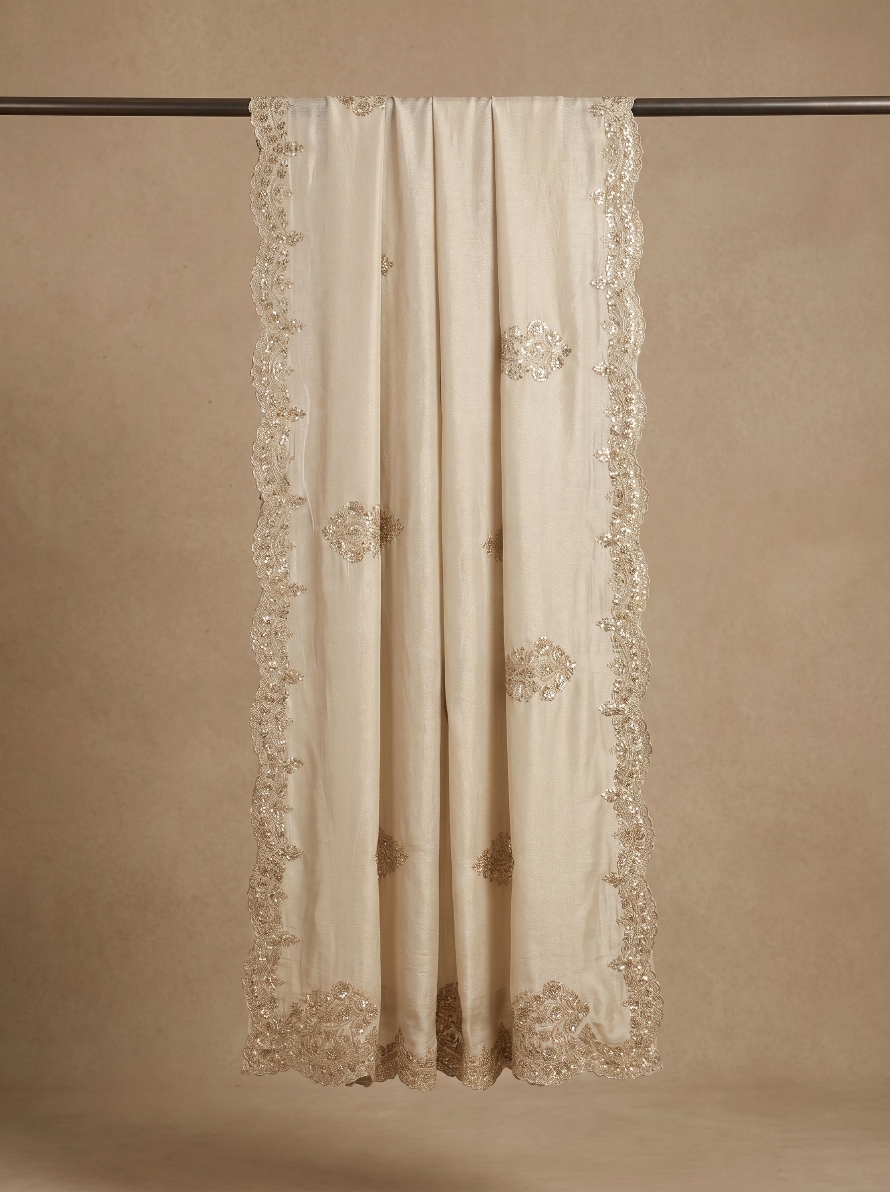 LUXURY MOTIF-BORDER TISSUE SILK DUPATTA