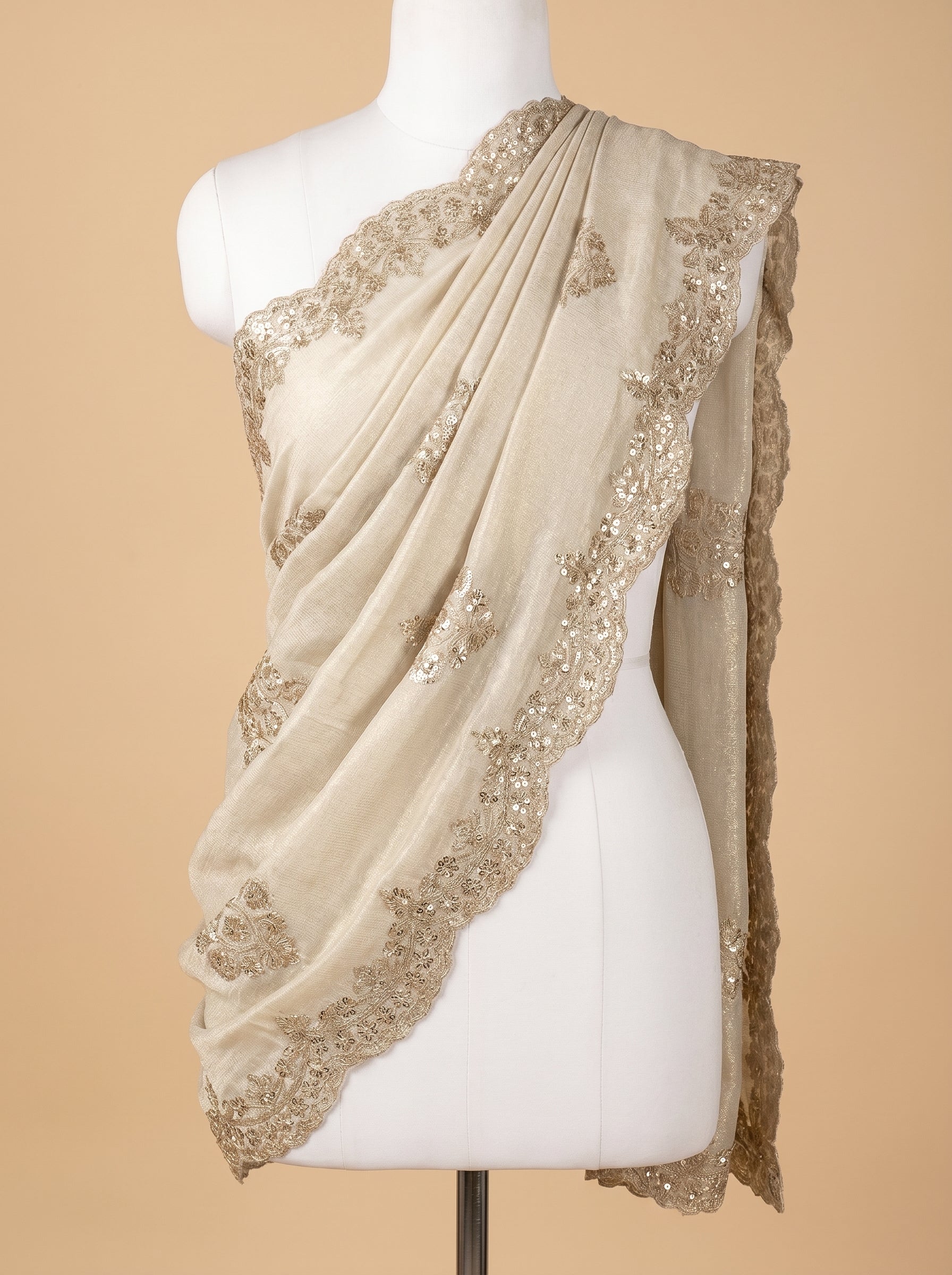 LUXURY MOTIF-BORDER TISSUE SILK DUPATTA