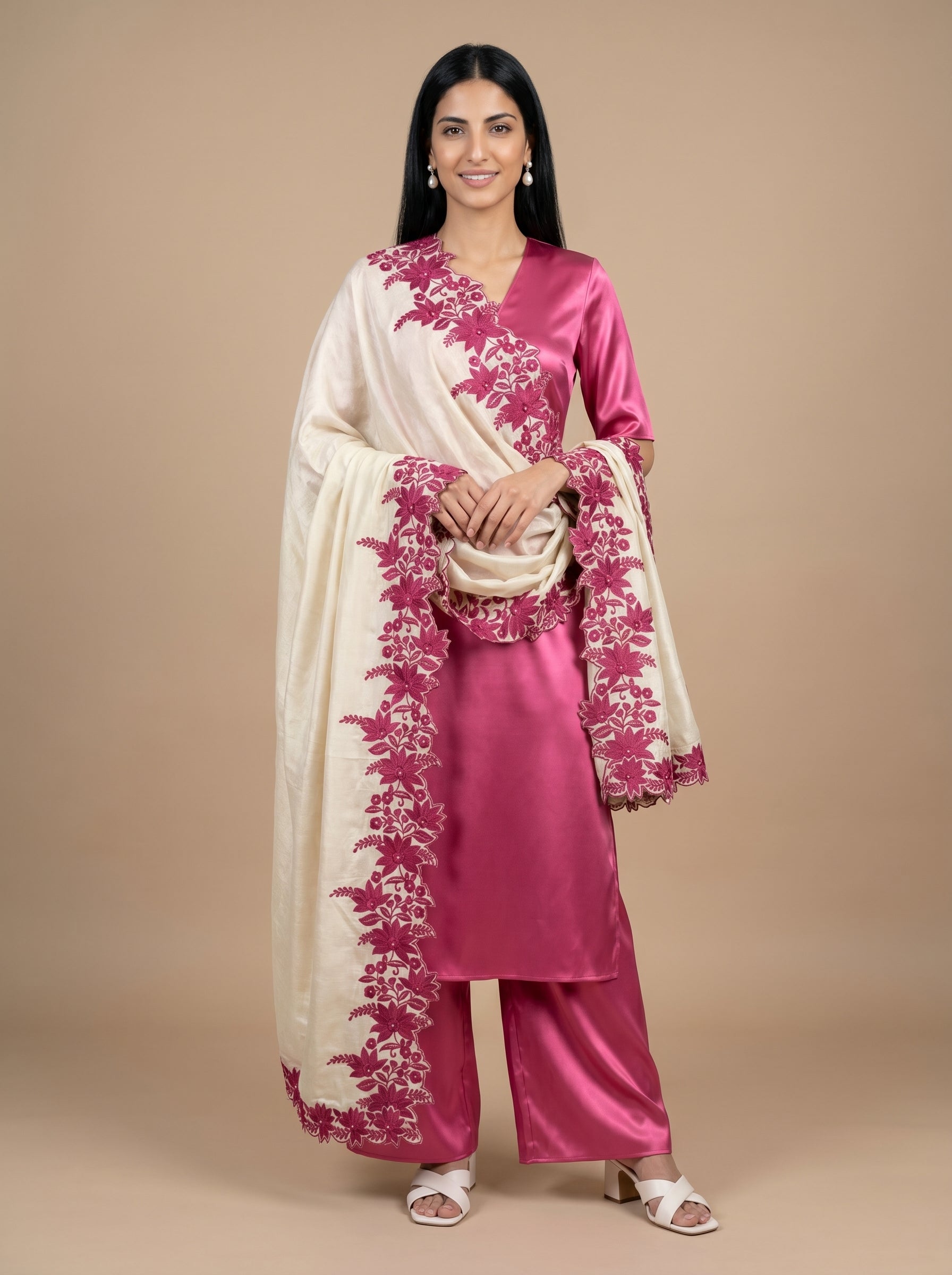 FLORAL EMBROIDEY TISSUE SILK DUPATTA