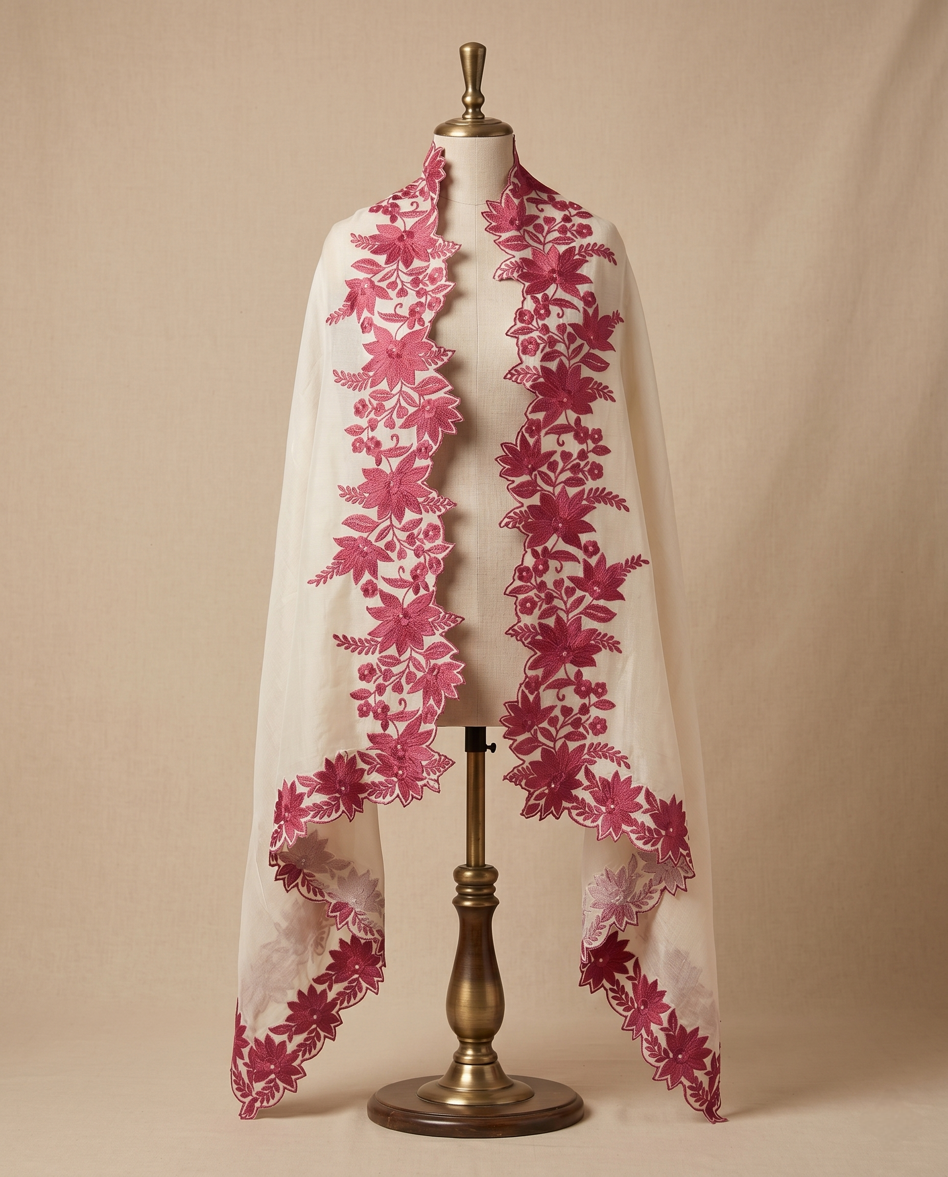 FLORAL EMBROIDEY TISSUE SILK DUPATTA