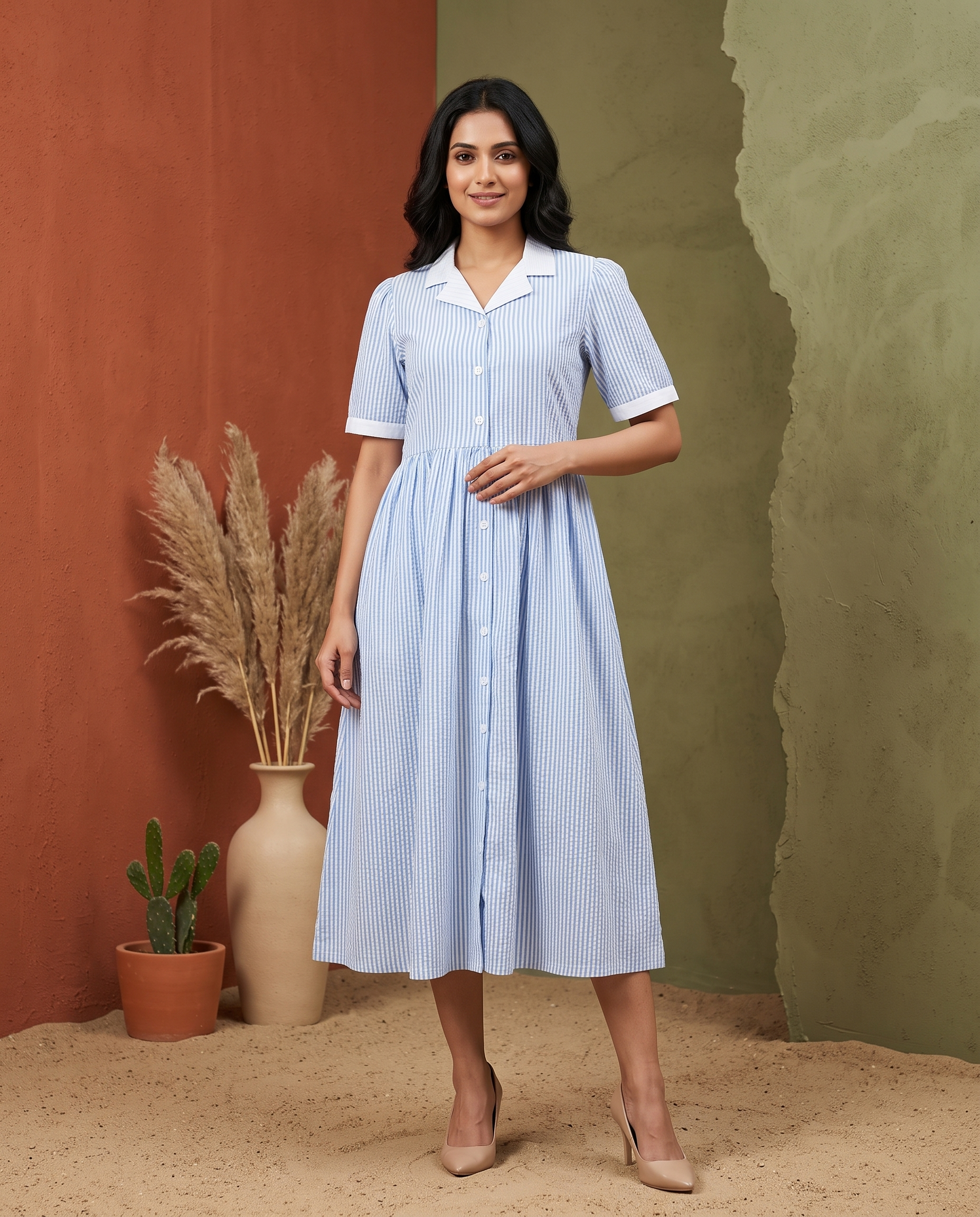 THE RIVIERA BLUE STRIPE  DRESS