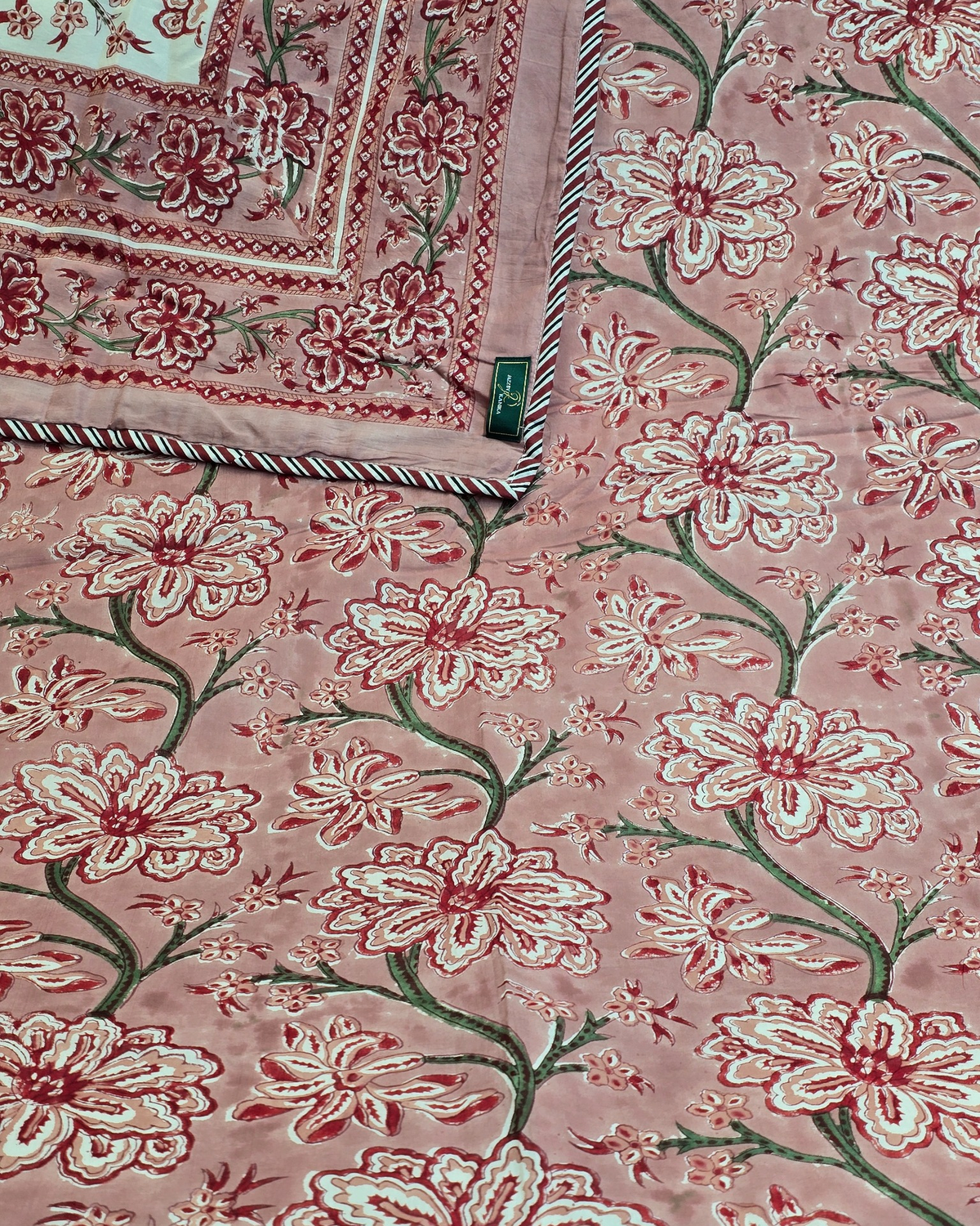 Gulrang Dusty Rose Hand Block Cotton Dohar