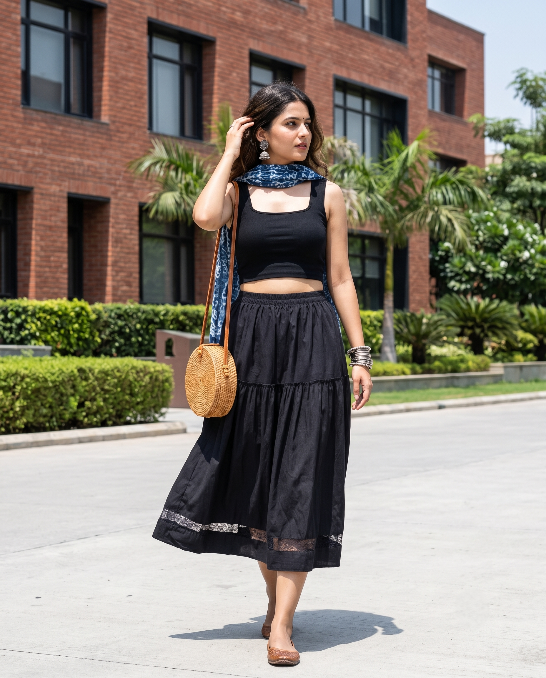 NOIR CASCADE TIERED SKIRT – BLACK