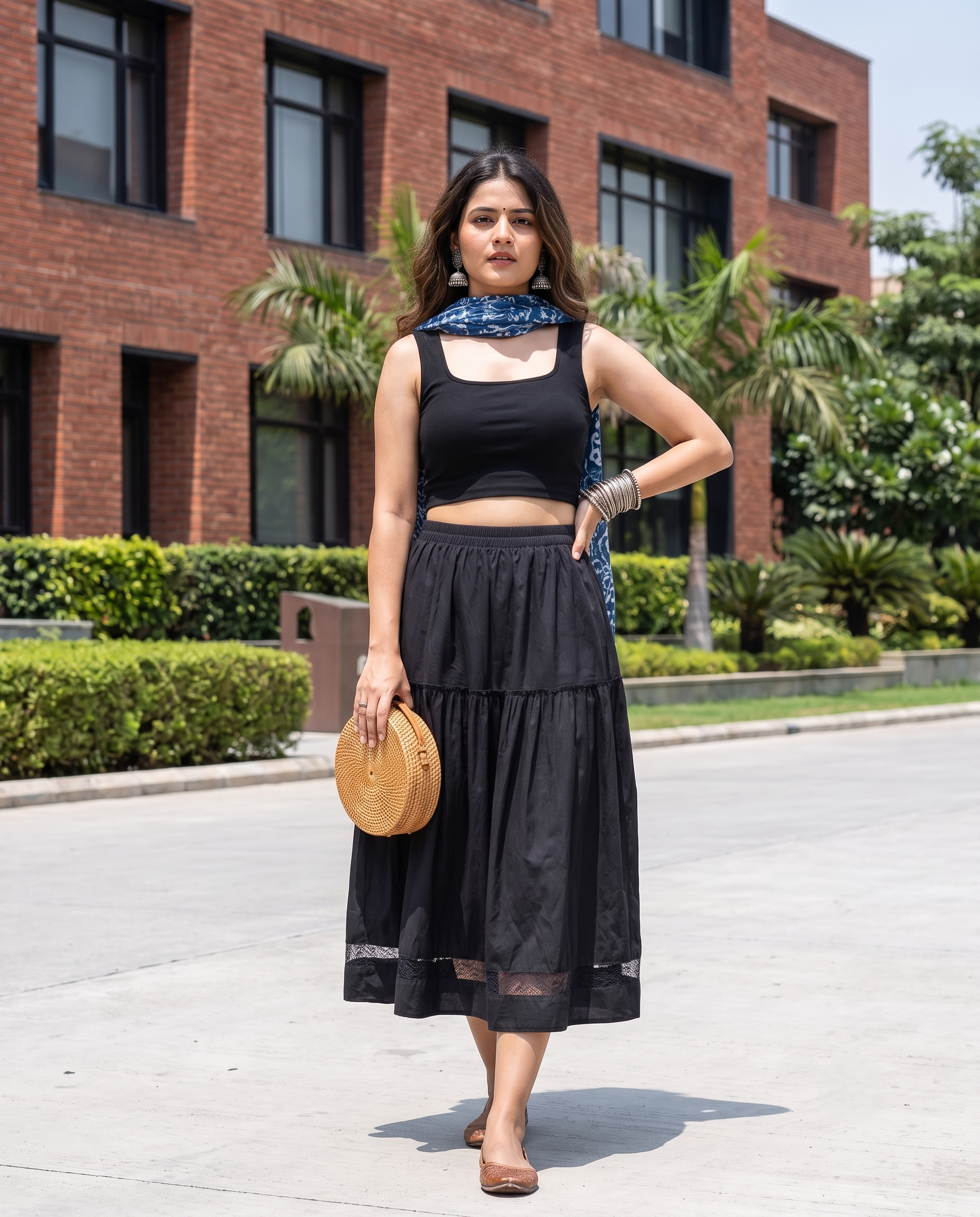 NOIR CASCADE TIERED SKIRT – BLACK