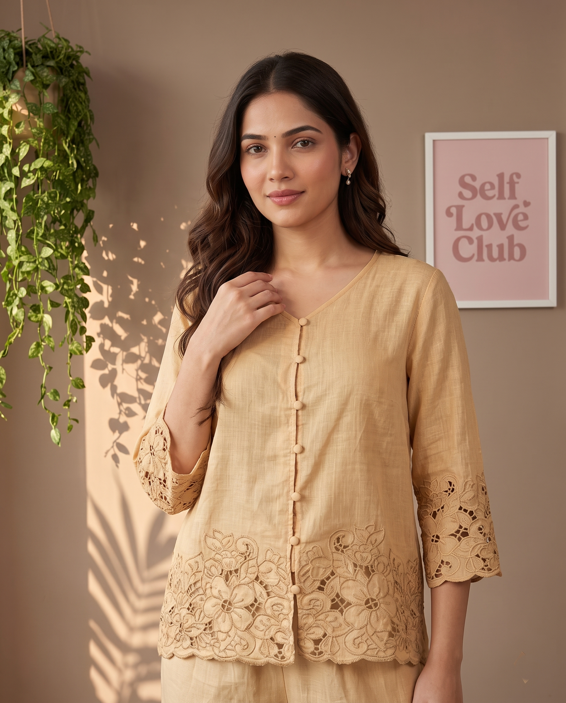 Daisy European Linen Co-ord Set - Sand Beige