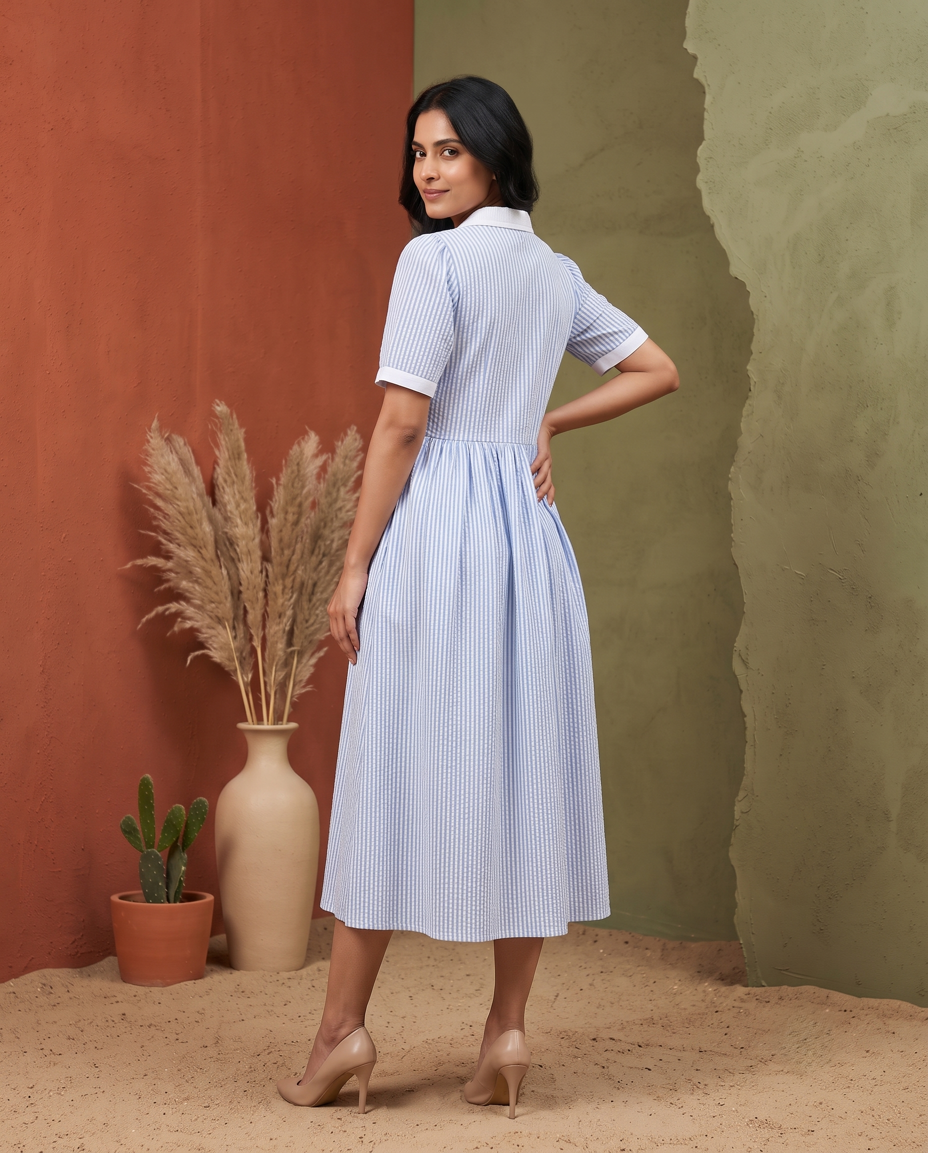 THE RIVIERA BLUE STRIPE  DRESS
