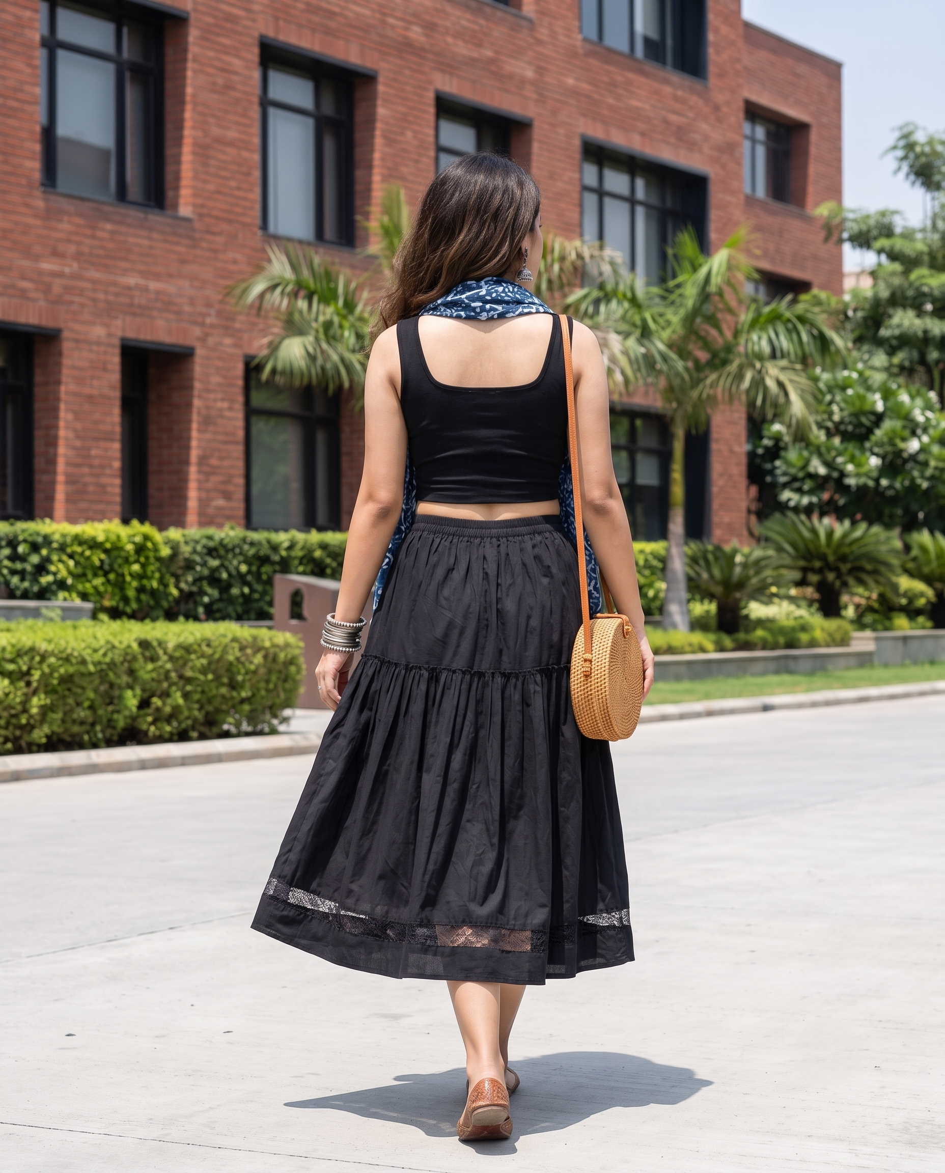 NOIR CASCADE TIERED SKIRT – BLACK