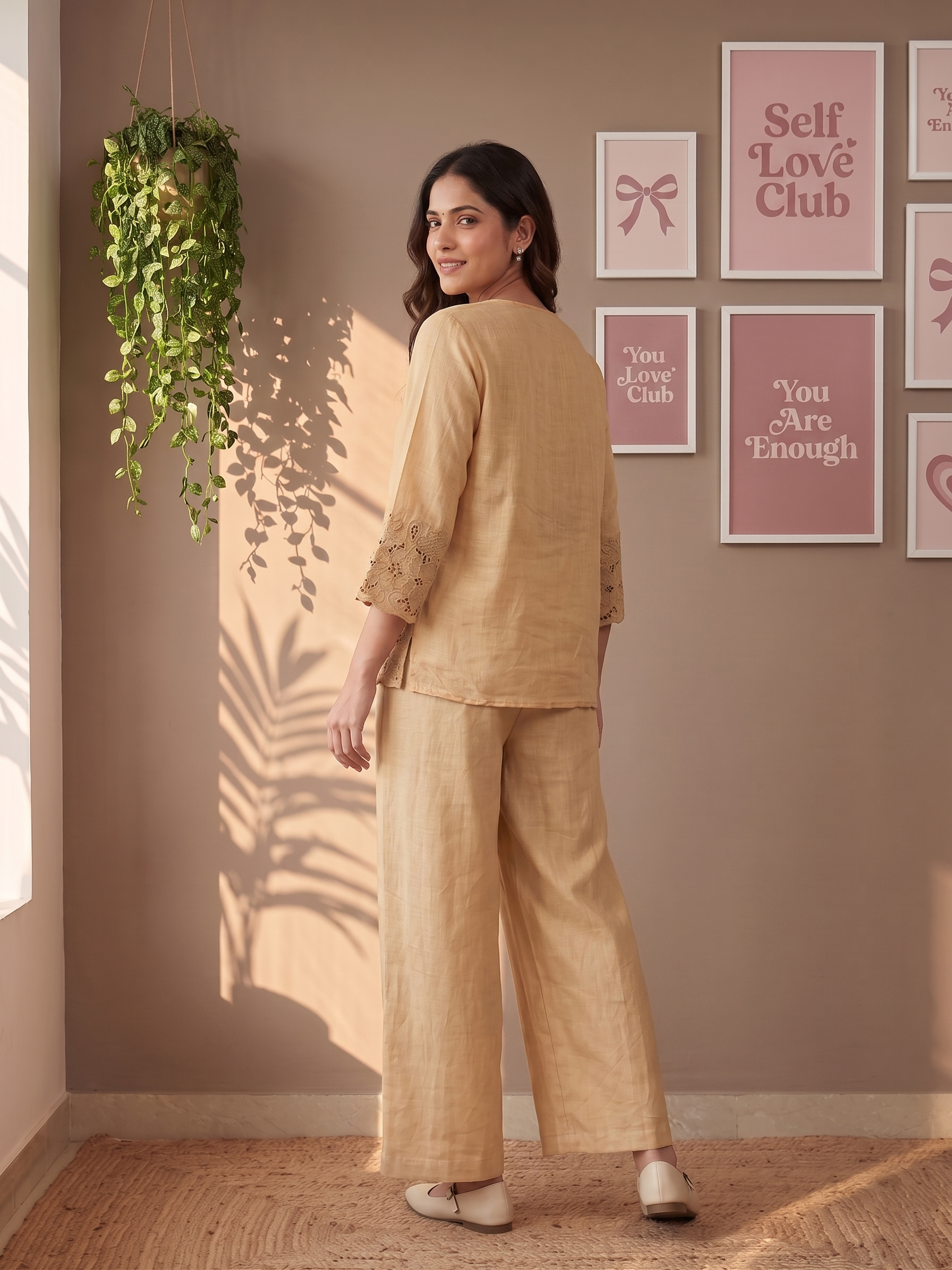 Daisy European Linen Co-ord Set - Sand Beige
