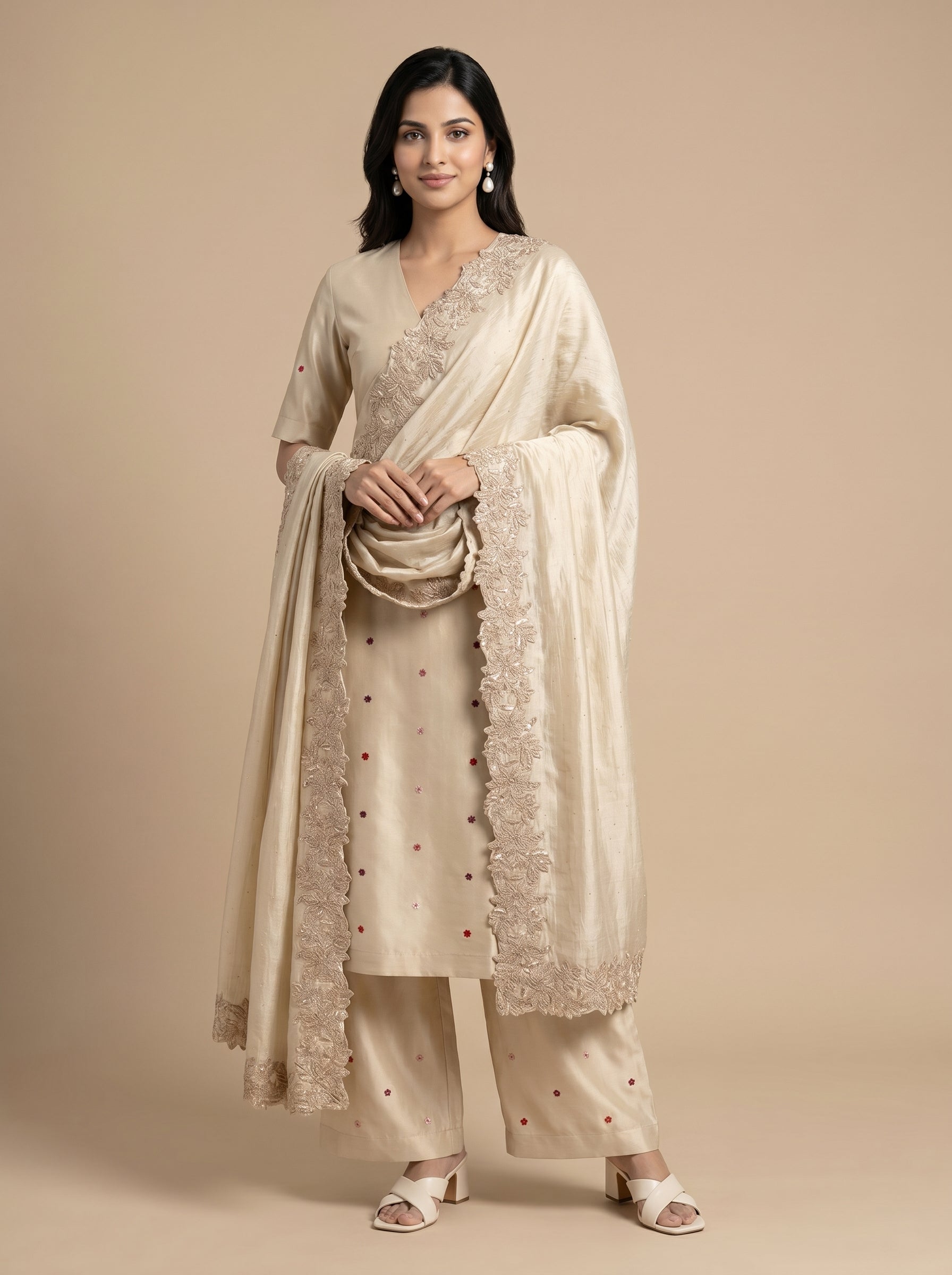 ARTISANAL BOTANICAL TISSUE SILK DUPATTA