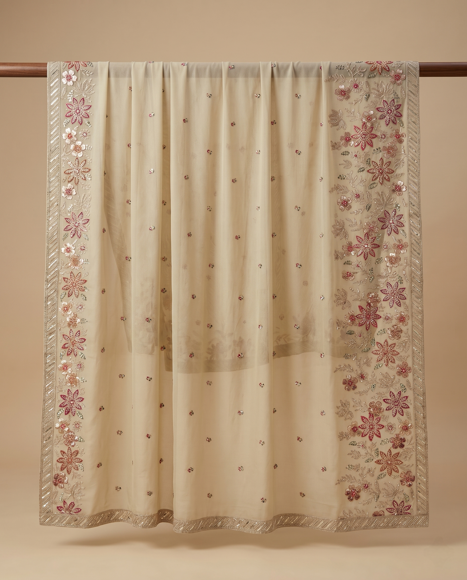 VINTAGE BLOOM TISSUE SILK DUPATTA