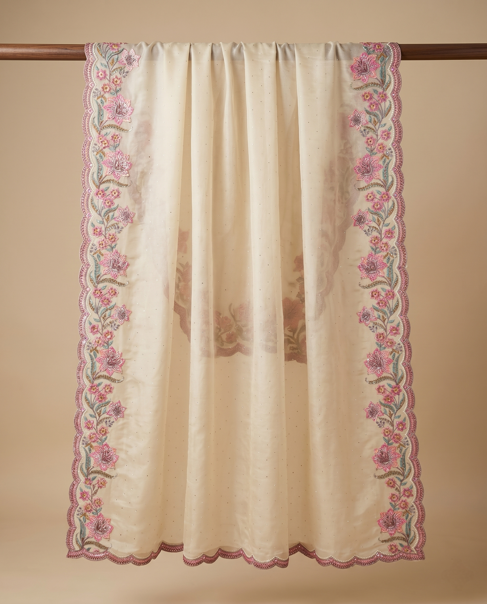 LUXURY EMBROIDERED TISSUE SILK DUPATTA