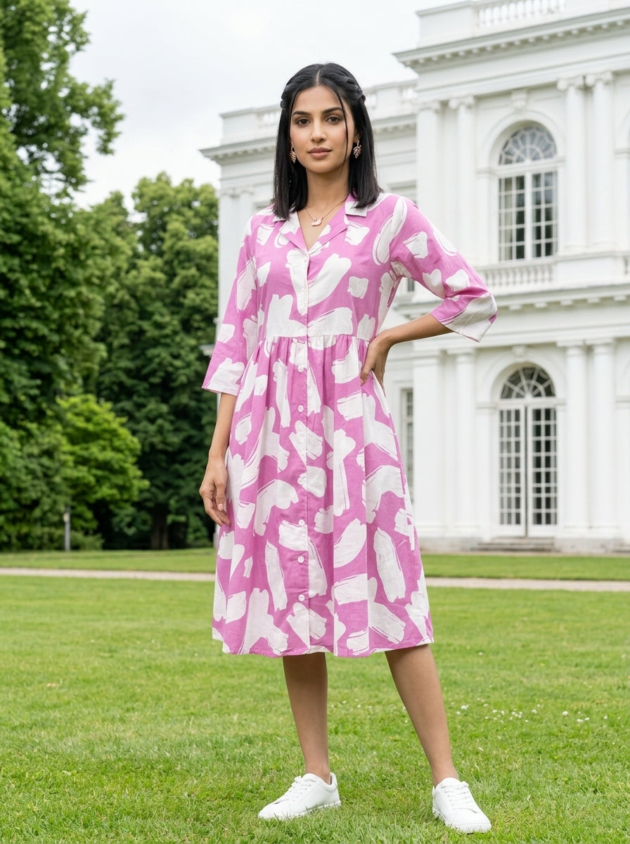 BRIGHT & BLOOM PINK COTTON FROCKS
