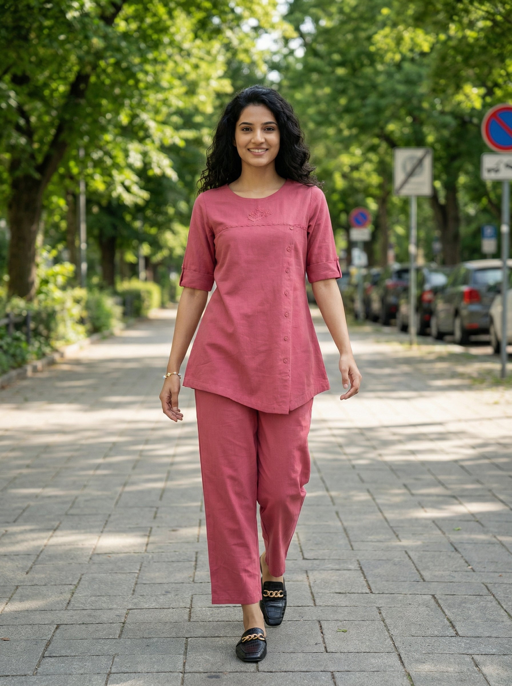 Solid Hues Violet Magenta Linen Cordset