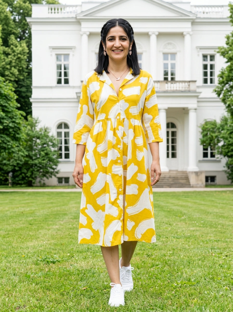 BRIGHT & BLOOM MANGO YELLOW COTTON FROCKS