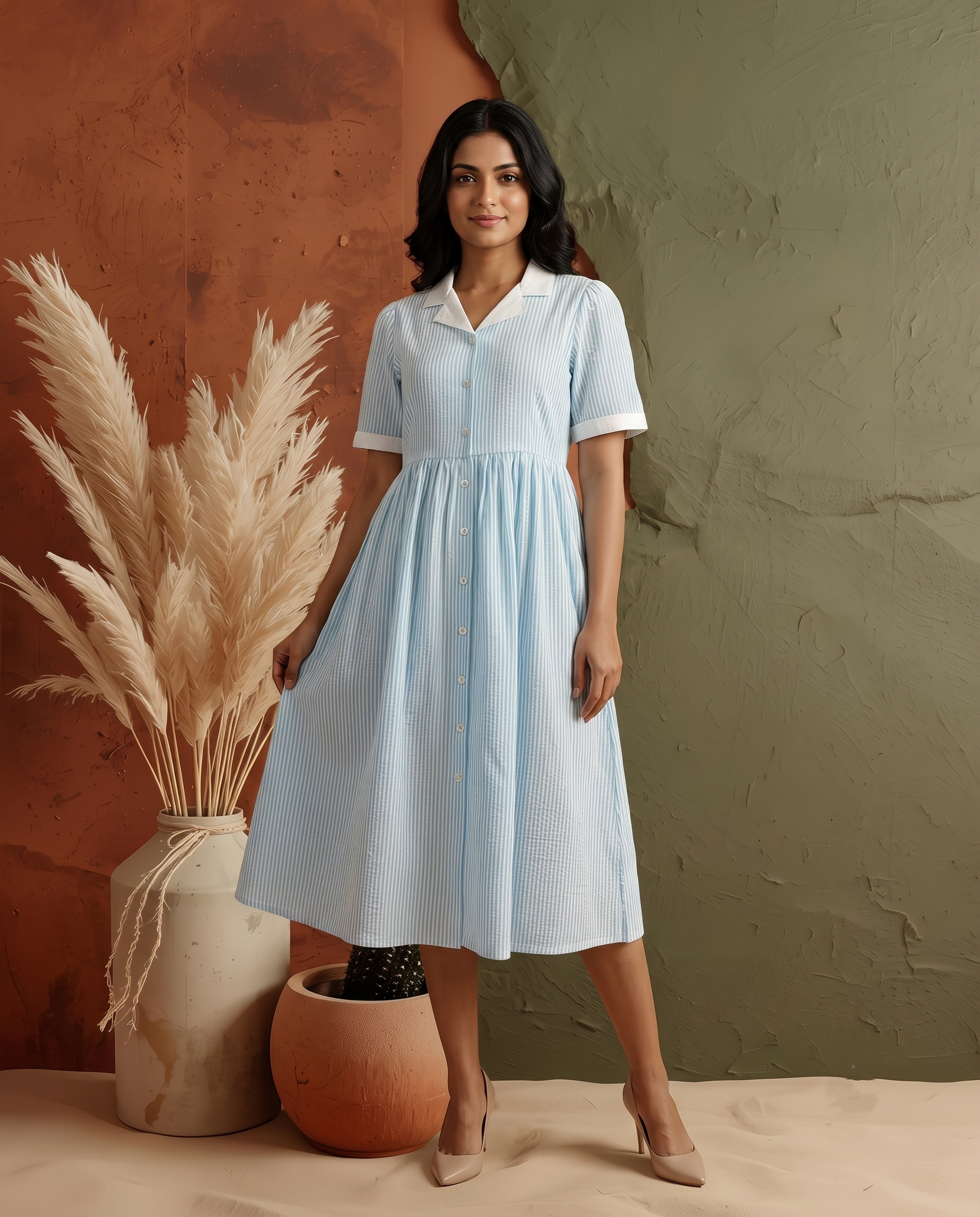 THE RIVIERA SKYBLUE STRIPE  DRESS