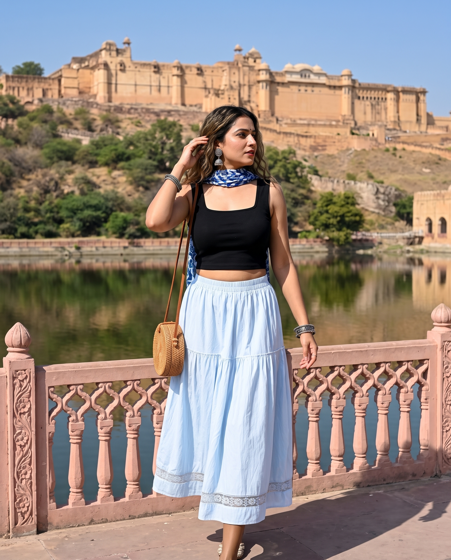 NOIR CASCADE TIERED SKIRT – POWDER BLUE