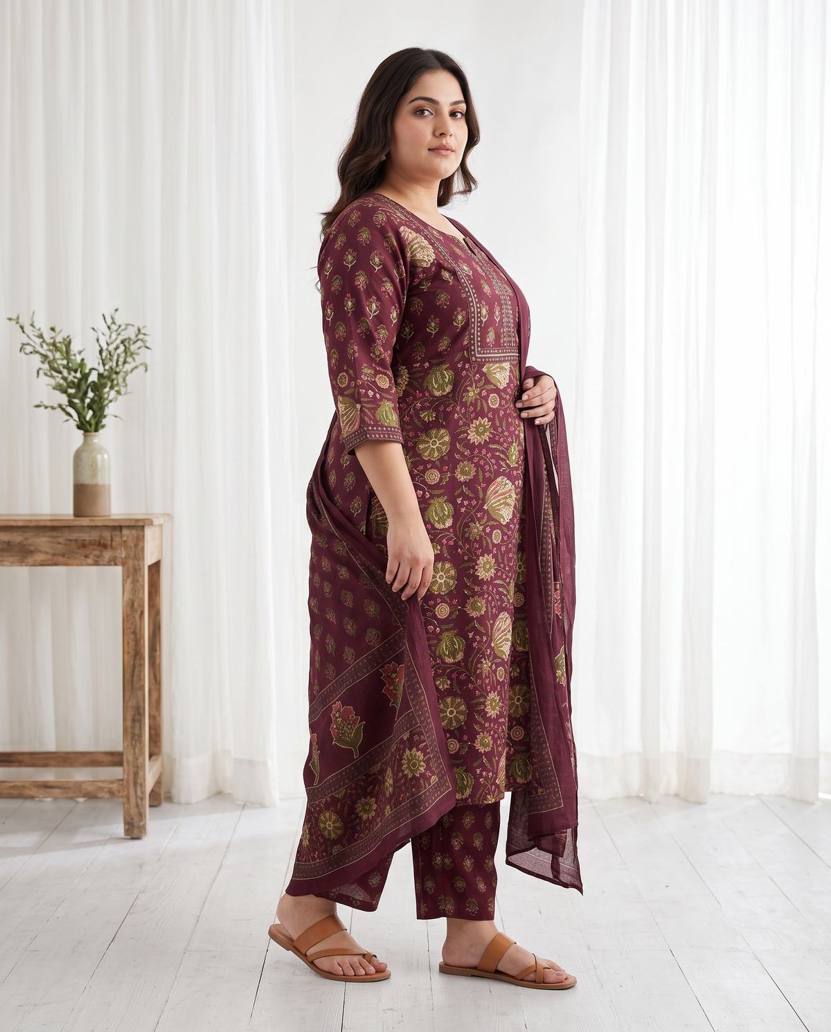 ZARAH FLORAL 3 PC SET - MAROON