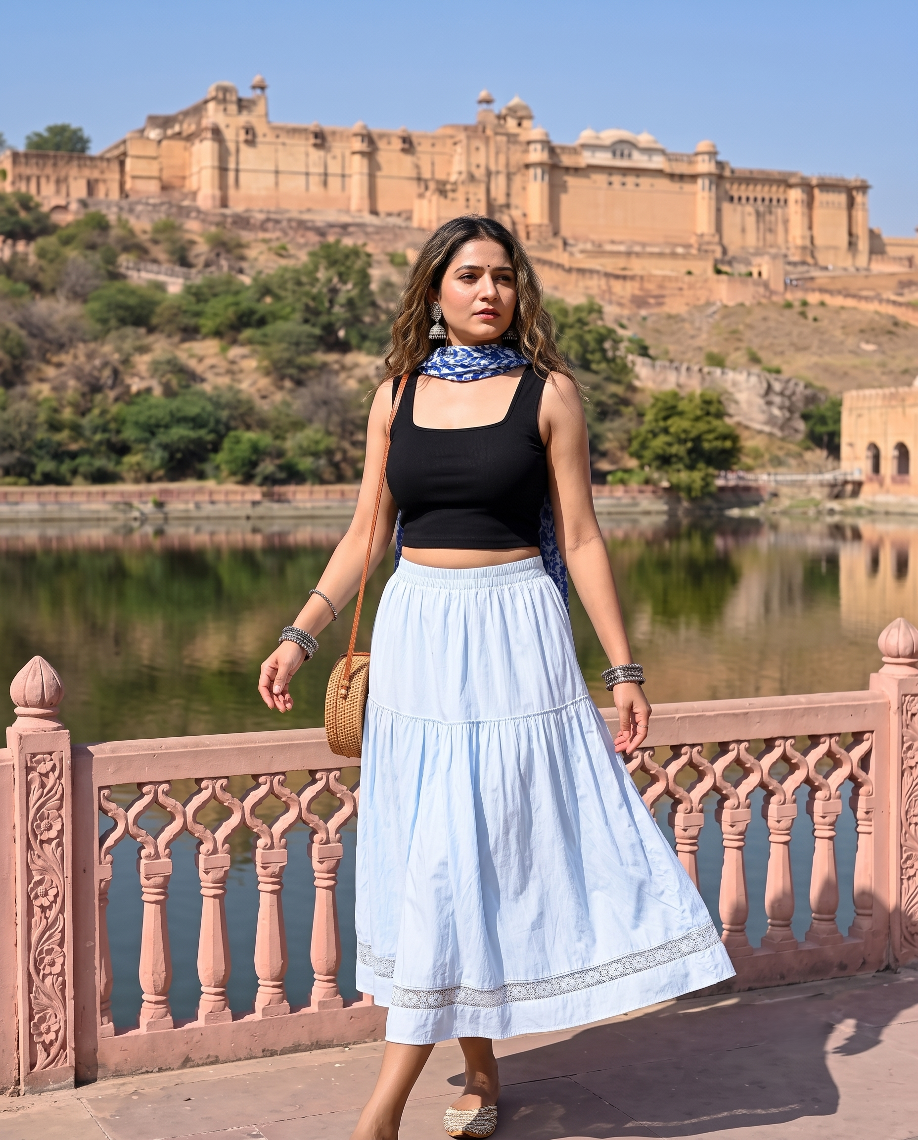 NOIR CASCADE TIERED SKIRT – POWDER BLUE