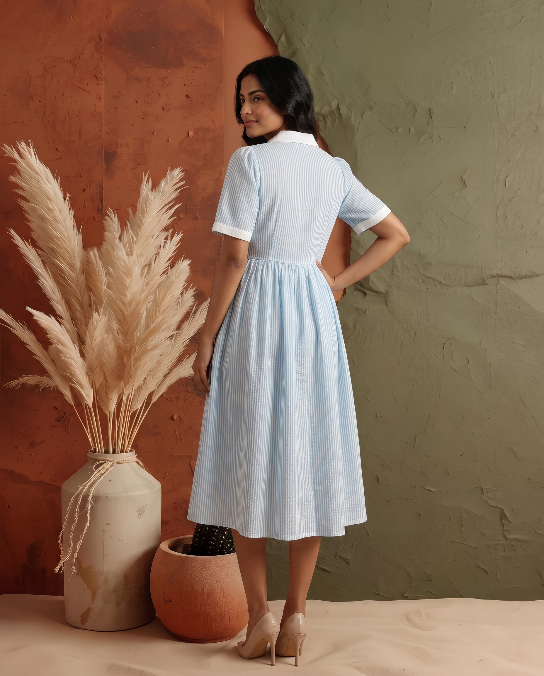 THE RIVIERA SKYBLUE STRIPE  DRESS