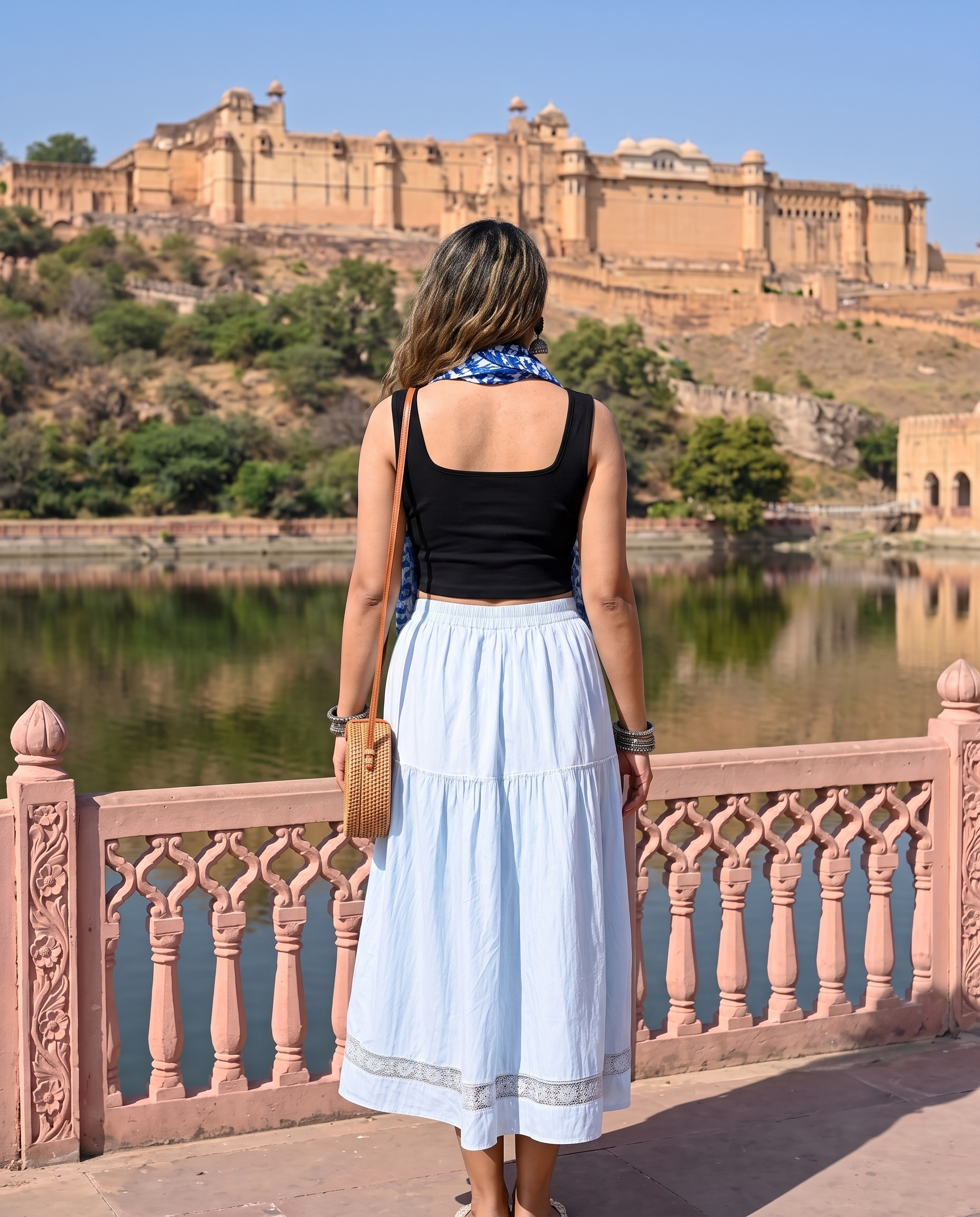 NOIR CASCADE TIERED SKIRT – POWDER BLUE