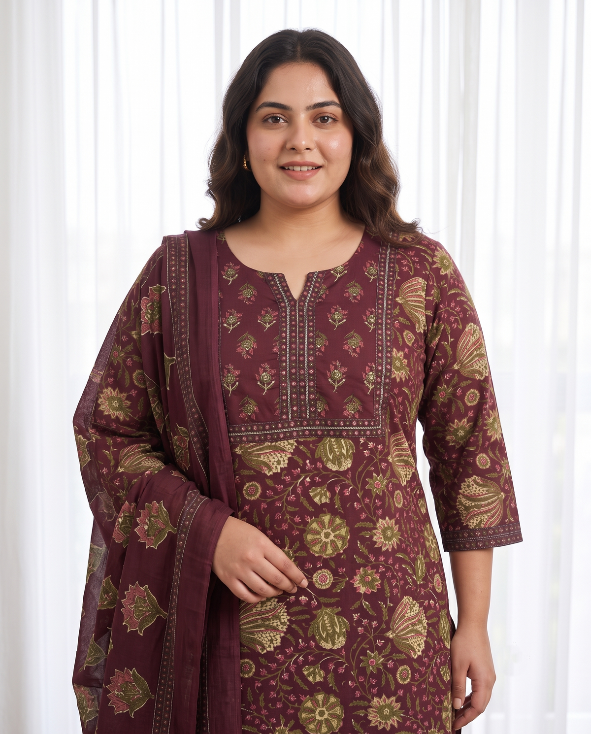 ZARAH FLORAL 3 PC SET - MAROON