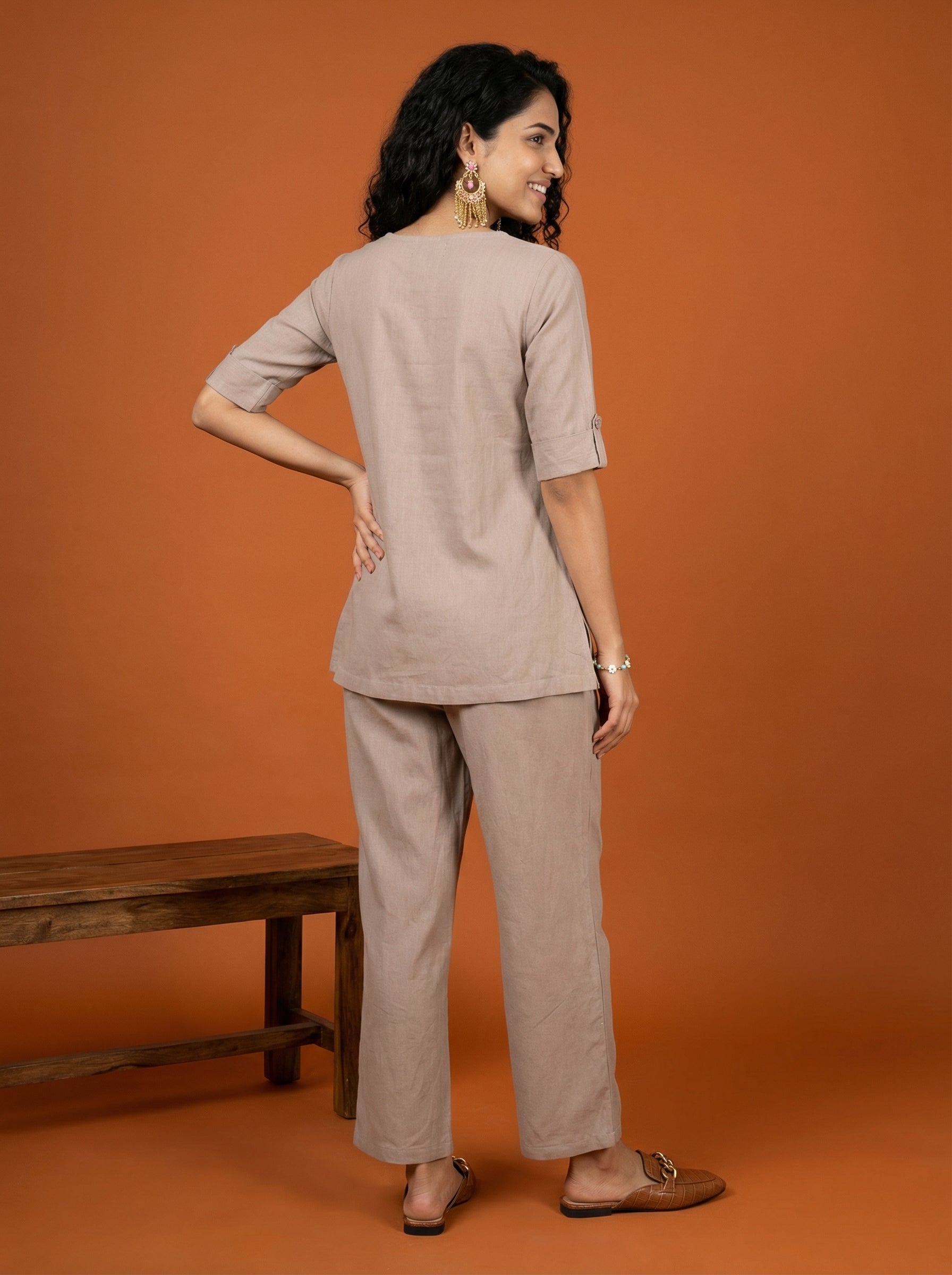 Solid Hues Violet Grey Linen Cordset